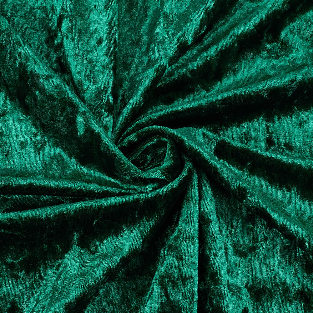 BENECREAT 1.1 Yard/1m Green Crushed Velvet Fabric, 63 Inch/1.6m Wide Soft Velvety Fabric Wrinkle Resistant Velvet Upholstery Fabric for Sewing Apparel, Upholstery, Decoration