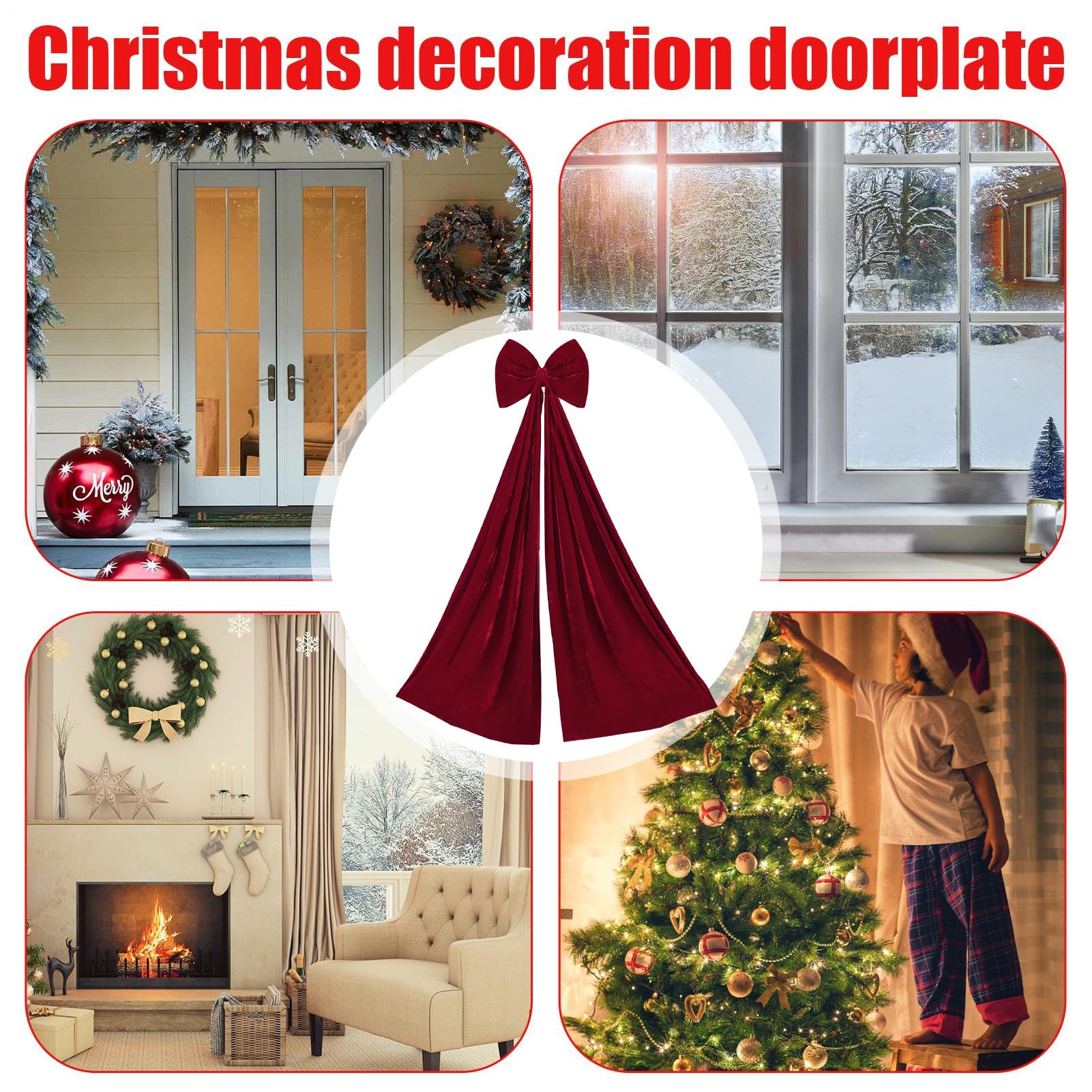 Weihnachtsbaum Spitzenschleife 177,8x39,9 cm Samt Weihnachtsdekoration | Große Rote Schleifen Für Den Weihnachtsbaum Für Innen- Und Außenbereich, Haus, Auto, Wand, Raum, Fenster, Party Und Hochzei