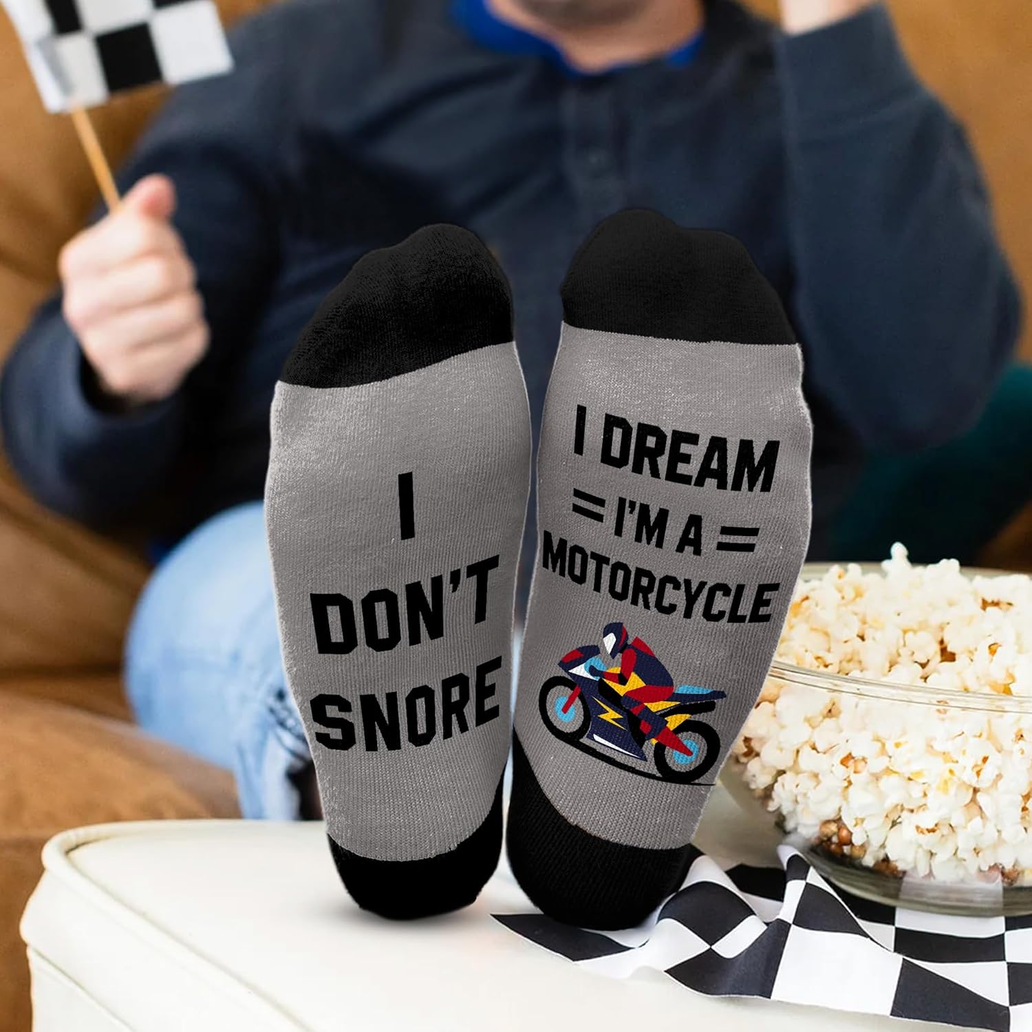 Motorcycle Socks For Men - Unique Motorcycle Gifts For Men, Cool And Funny Socks 'I Don't Snore I Dream I'm A motorcycle', Ideal For Racing Enthusiasts, Great Stocking Stuffers For Motorcycles Lovers - Image 7