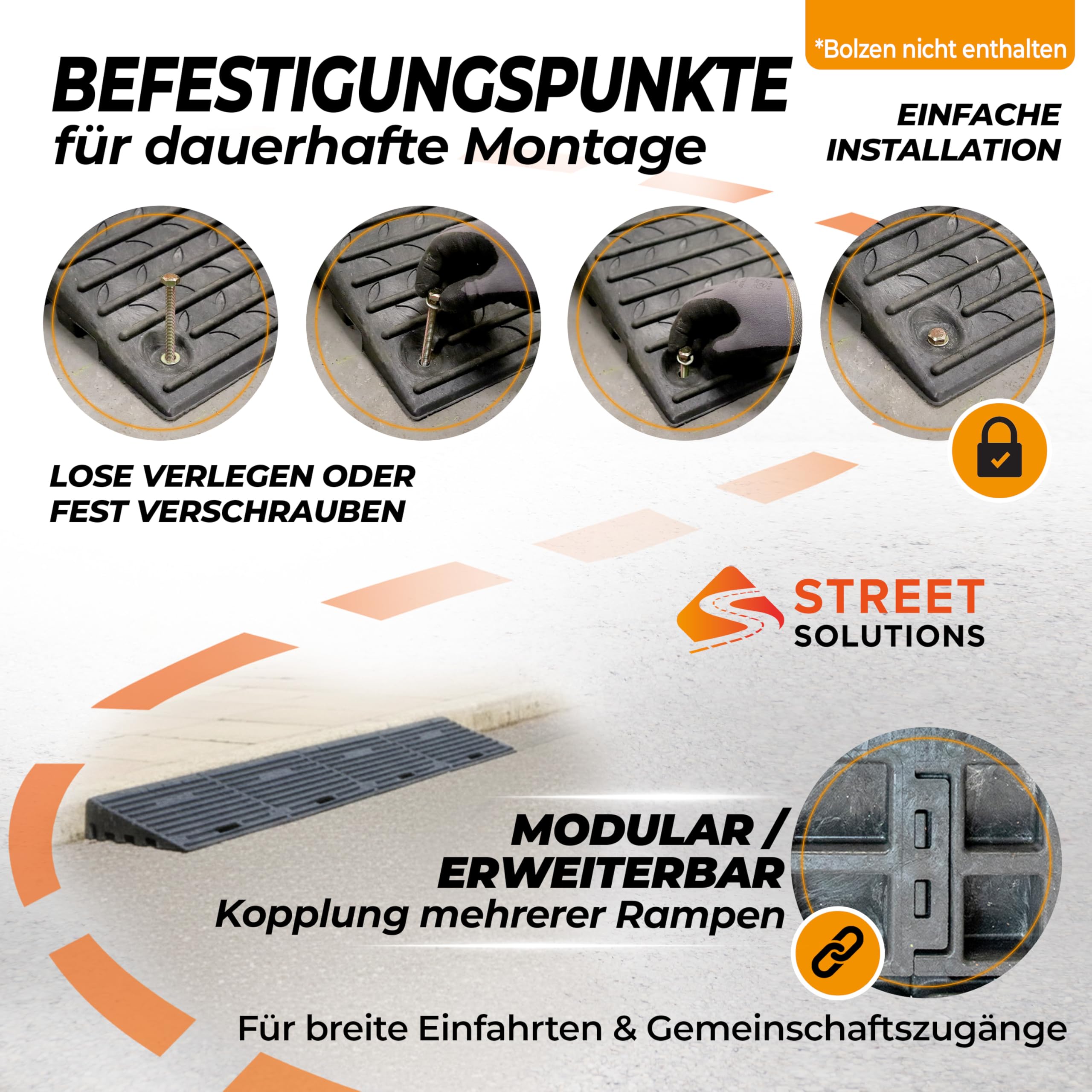 Street Solutions UK Bordsteinrampe Gummi 10 cm hoch - 2er Set rutschfeste Rollstuhlrampe für Autos, Treppen & Bordsteinkanten