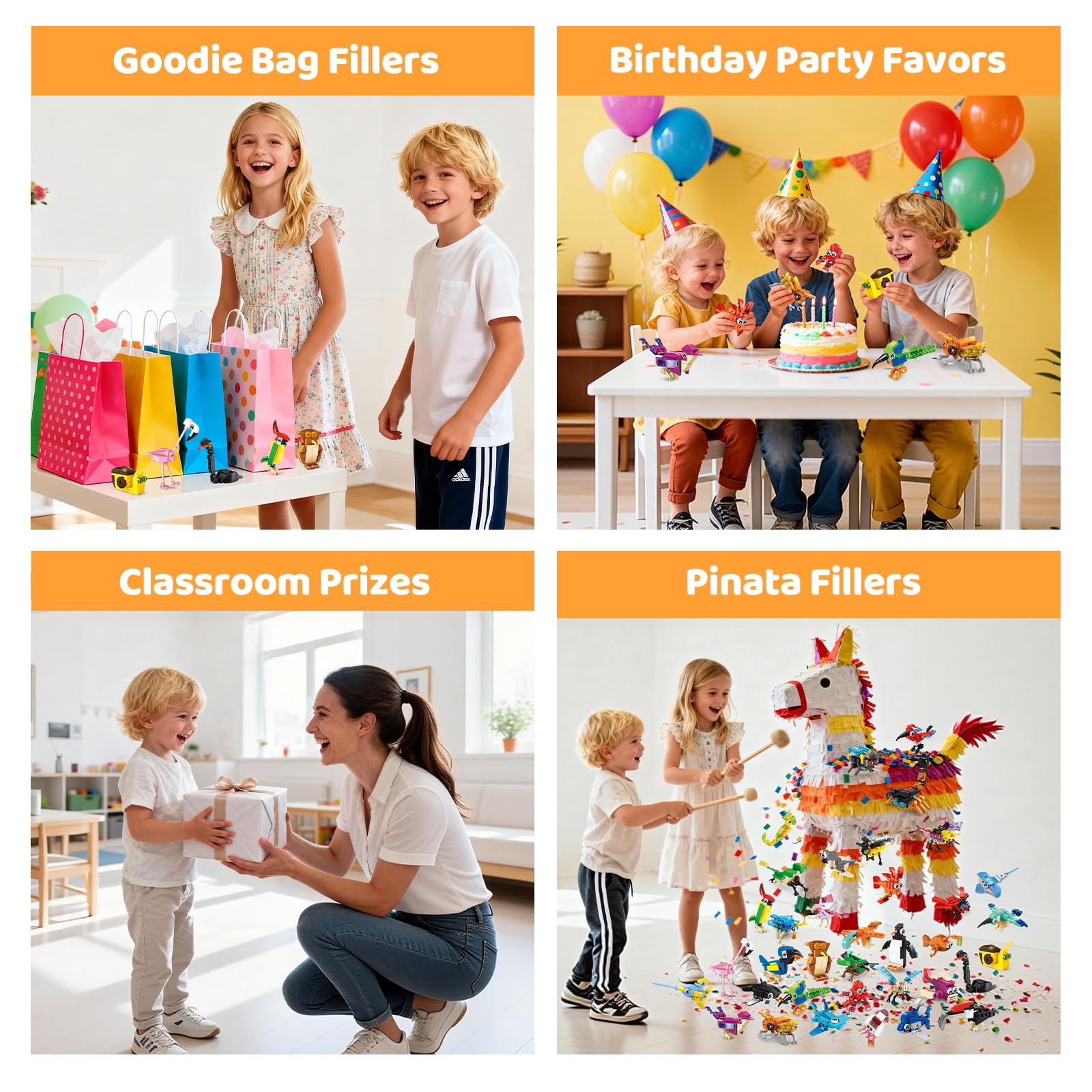 Party Favors klocki dla dzieci w wieku 4-8 lat, zestaw mini klocków do budowania małych zwierząt, 36 opakowań