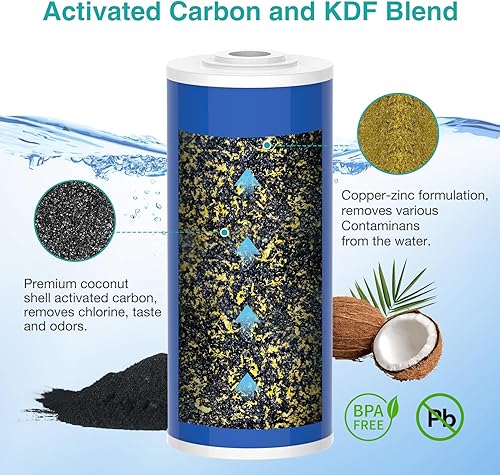 Miniatura 2 de SimPure Cartuchos de filtro de agua para toda la casa de 10 x 4.5 pulgadas, filtro de carbono y metal pesado GACKDF, para DB10C-2KDF, DB10P,