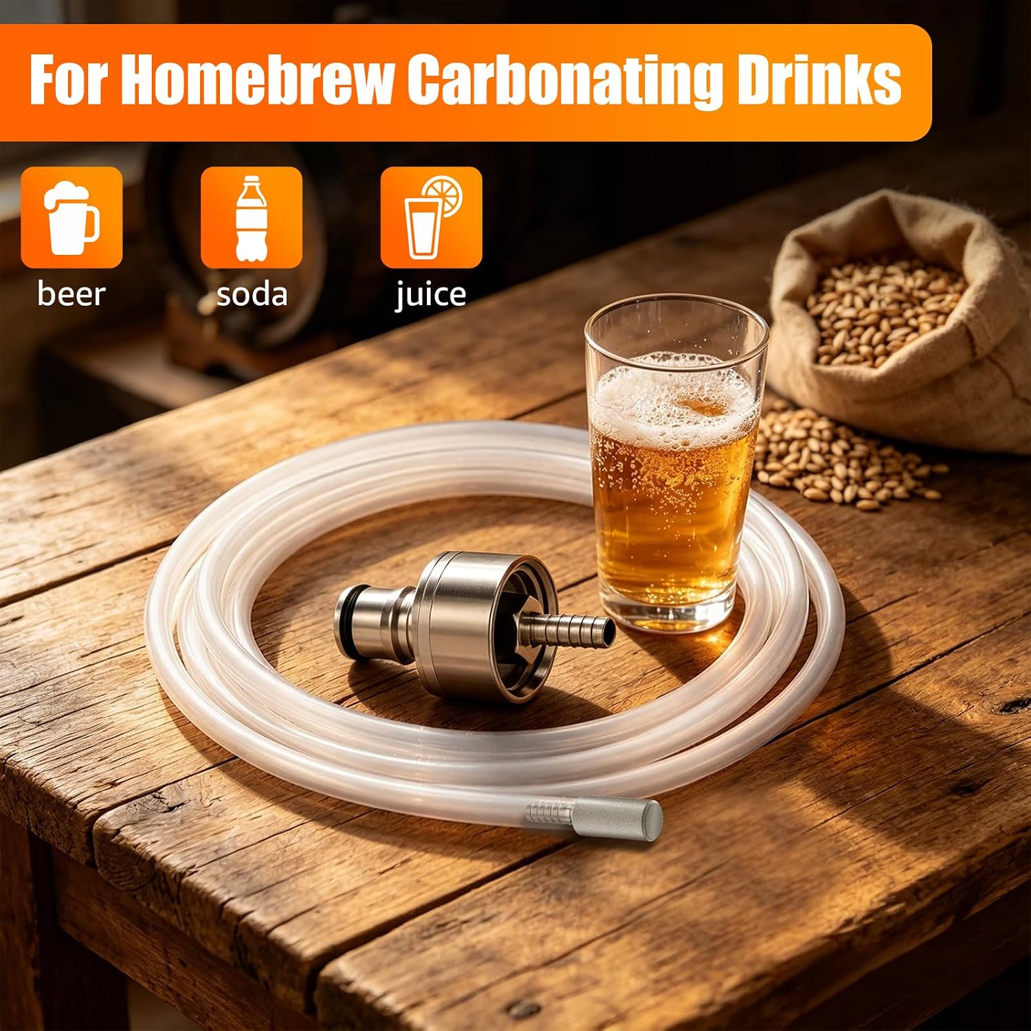FERRODAY Carbonation Cap+0.5 Micron Diffusion Stone Set, Drink Carbonating