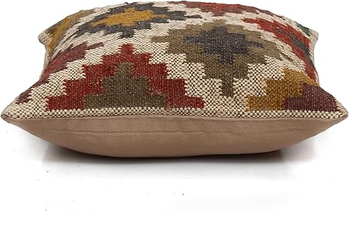 Miniatura 4 de Kilim - Funda de almohada hecha a mano, funda de cojín de yute de lana, funda de cojín cuadrada de 17.7 in