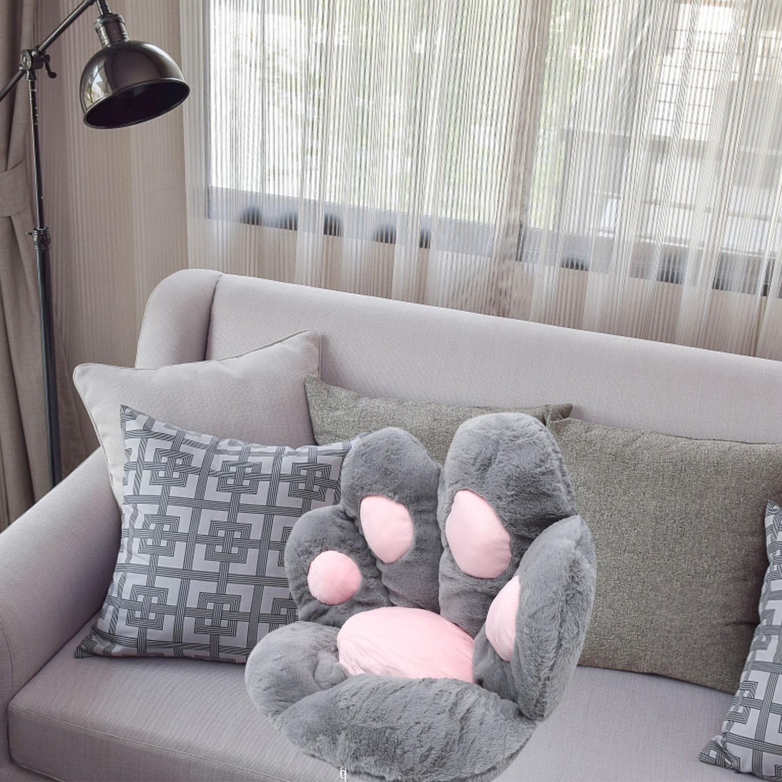 Cojín de asiento semirredondeado con relleno de algodón de polipropileno en forma de pata para una comodidad óptima y cojín de sofá de estilo de dibujos animados adecuado como almohada o
