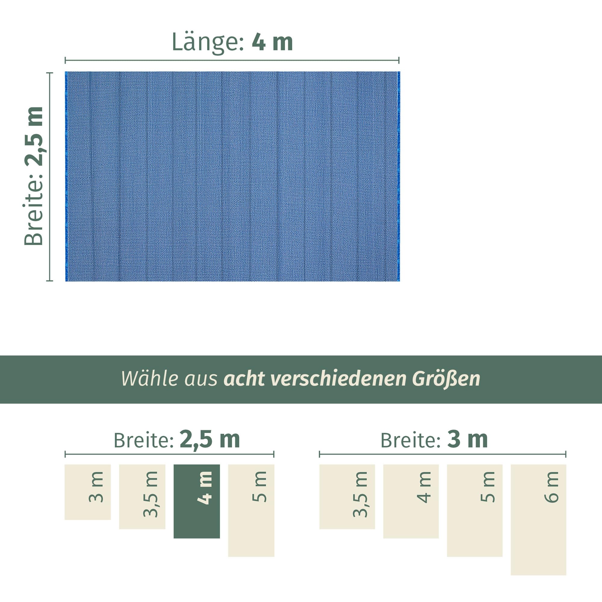 Moritz Tapis d'auvent bleu clair 250 x 400 cm [300 g/m² PP] résistant aux intempéries, tapis de camping, de tente, tapis de sol pour caravane, camping-car, respirant, léger, résistant aux UV, lavable