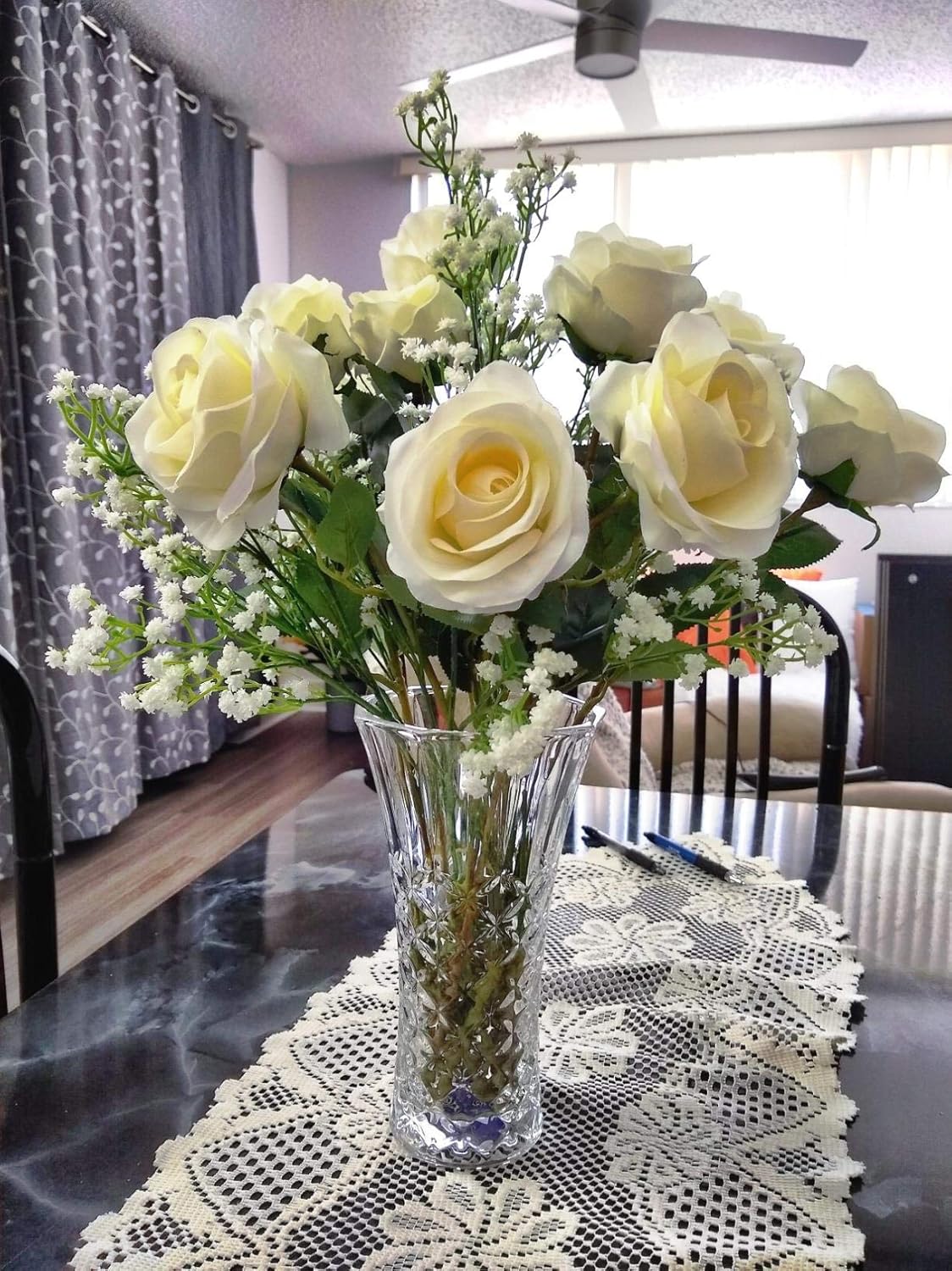 Artificial Baby Breath Gypsophila Flowers Bouquets 15 pcs Real Touch Flowers for Wedding Party DIY Wreath Floral Arrangement Home Decoration (White) : Home & Kitchen
