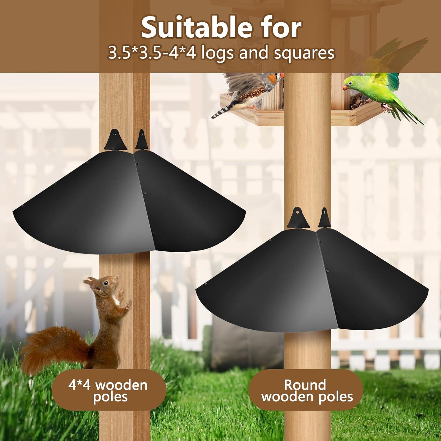 Metal Squirrel Baffle for 4x4 Post,Outdoor Squirrel Guard for Wooden Trunk Pole