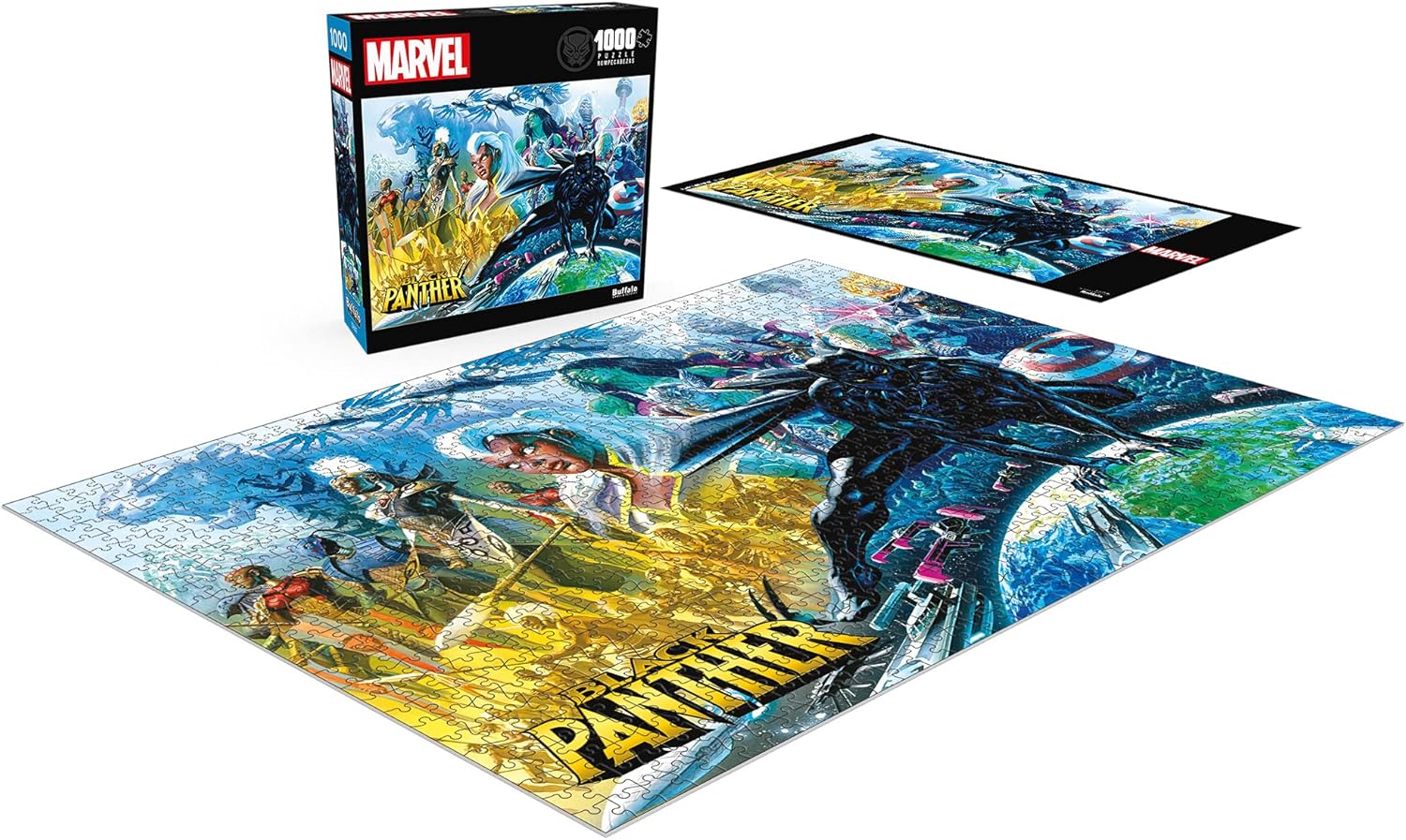 Buffalo Games - Marvel - Black Panther #1 Alex Ross - 1000 Piece Jigsaw Puzzle for Adults – Precision-Cut Pieces, Beautiful Artwork, and Hours of Relaxing Fun - Action Packed Black Panther