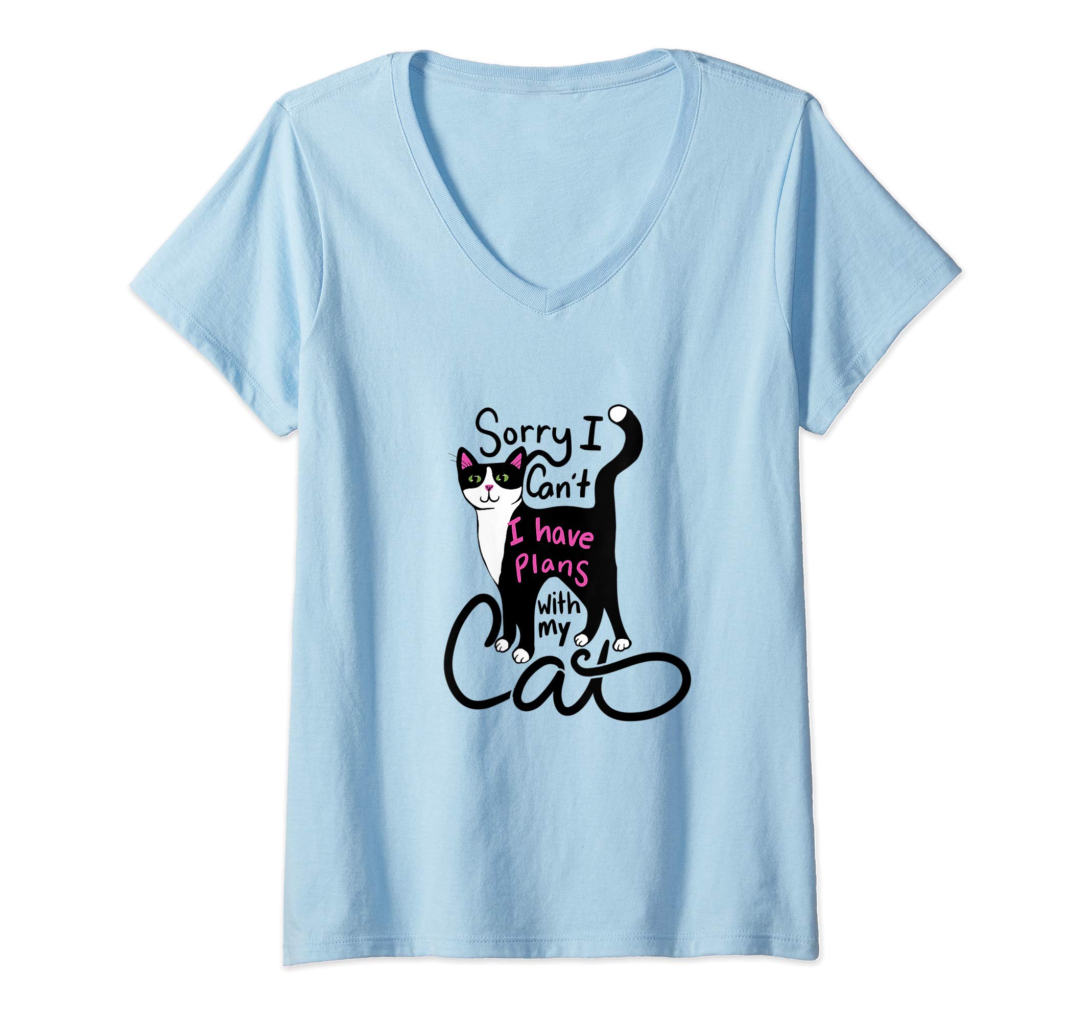 CaterpillarWomens Sorry I can't I have plans with my cat V-Neck T-Shirt
