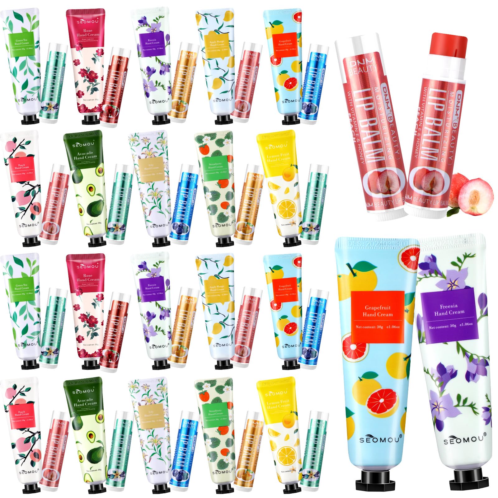 Swiffen 80 Pcs Hand Cream Bulk and Lip Balm Bulk Gift Set Scented