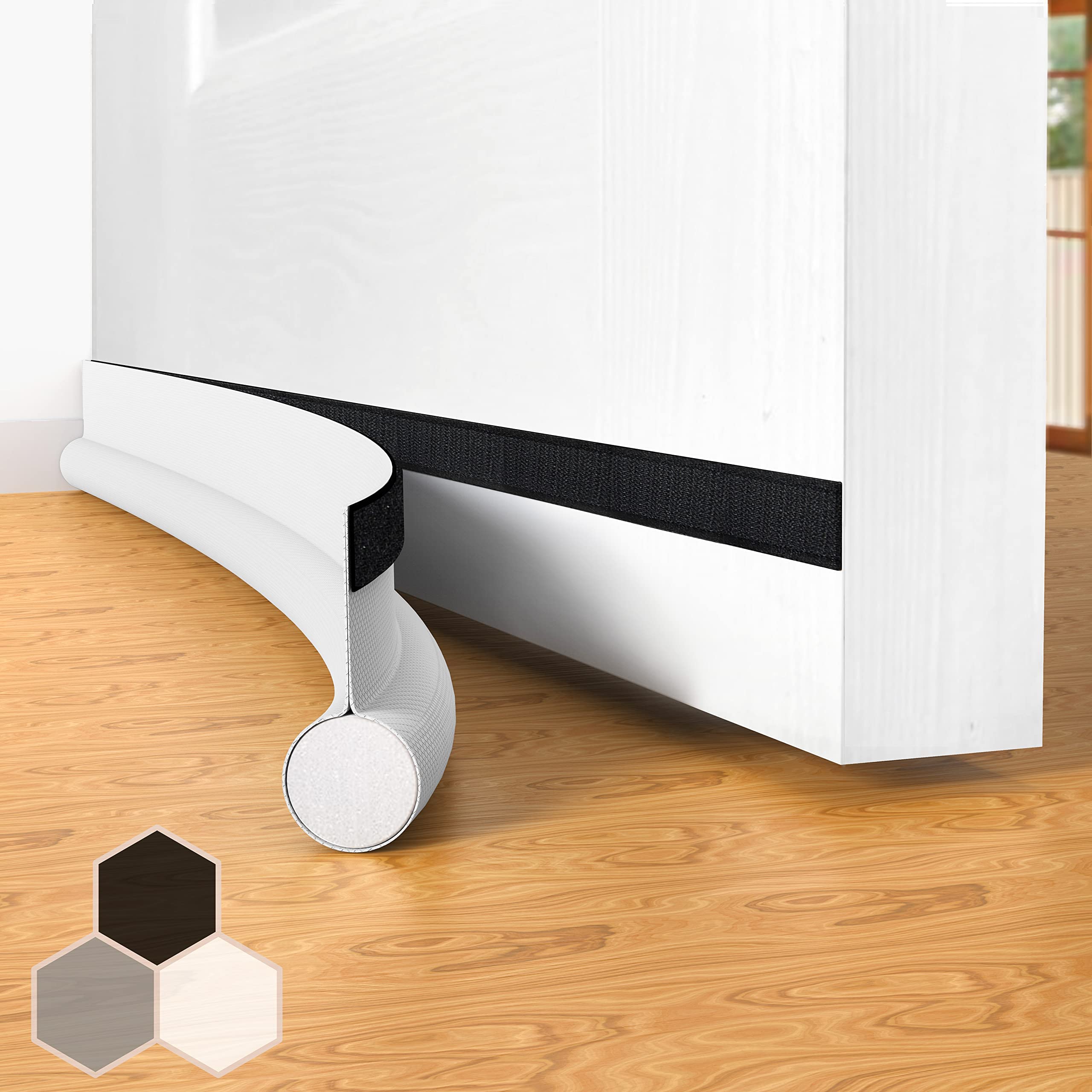 Goodern Unilateral Door Strip,Wear-resistant leather Sealing Strip,Insect-proof Sealing Strip,Draft Blocker Insulator Door Sweep Weather Stripping Soundproof for Interior／Exterior Doors-White-image-25