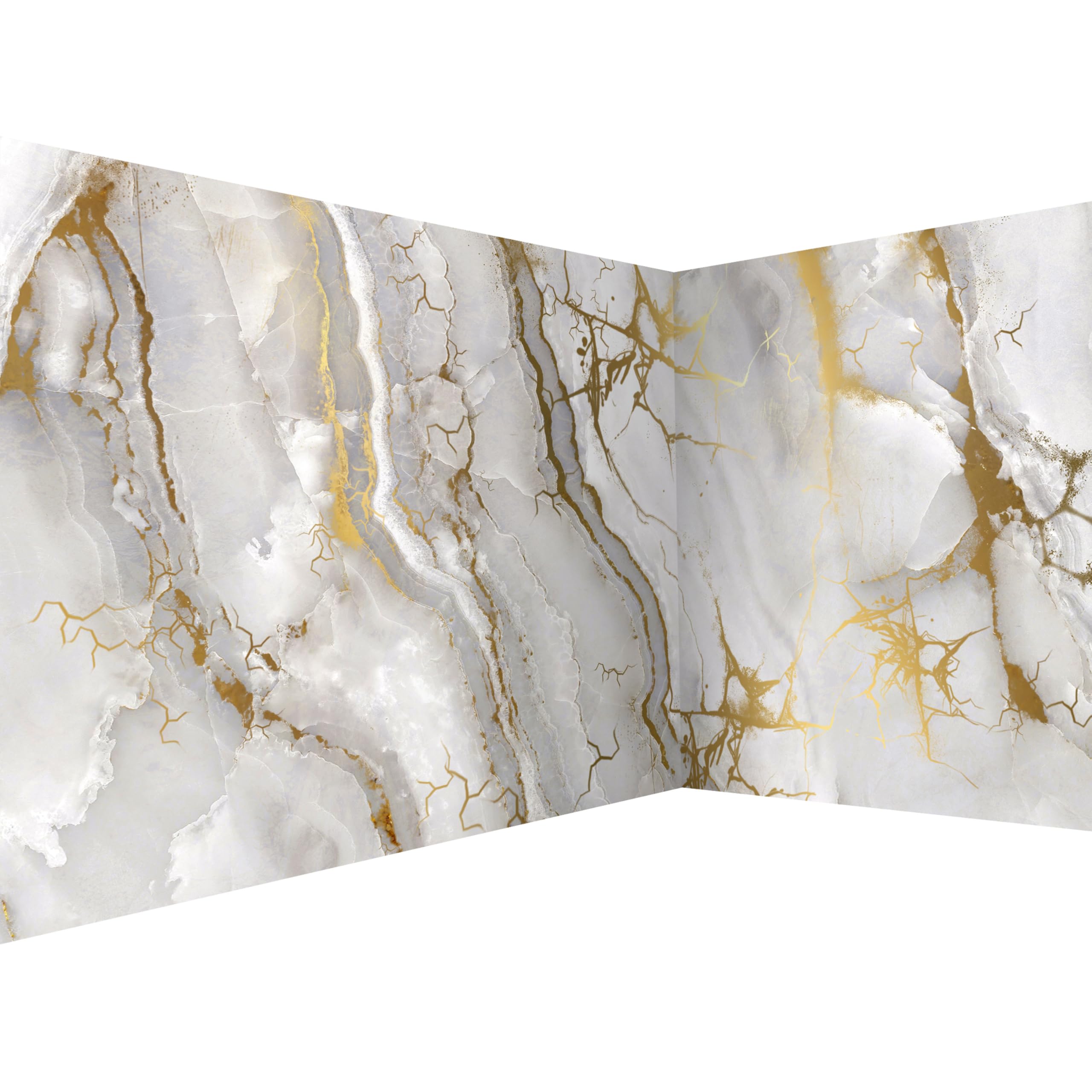 Fototapete Modern Marmor Design 300x210 Cm - Weiß-Gold Vliestapete Mit 3D Effekt Für Wohnzimmer & Schlafzimmer