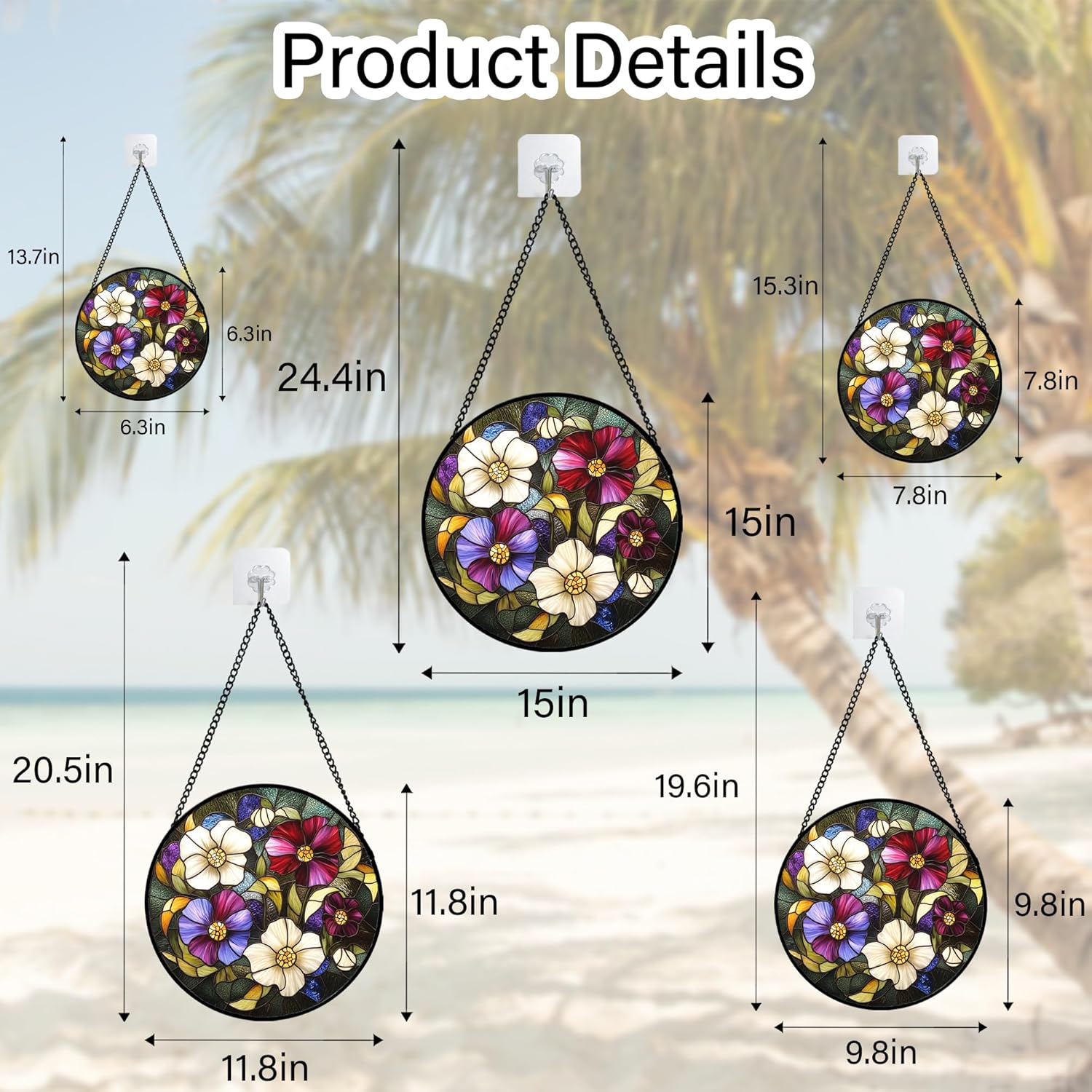 Stained Glass Window Hanging - Primrose Birth Flower Suncatcher for Doors Garden Yard RetroSun Catchers Decor Christmas Mother's Day Birthday Gifts for Teacher Women Mom Nana 15 in