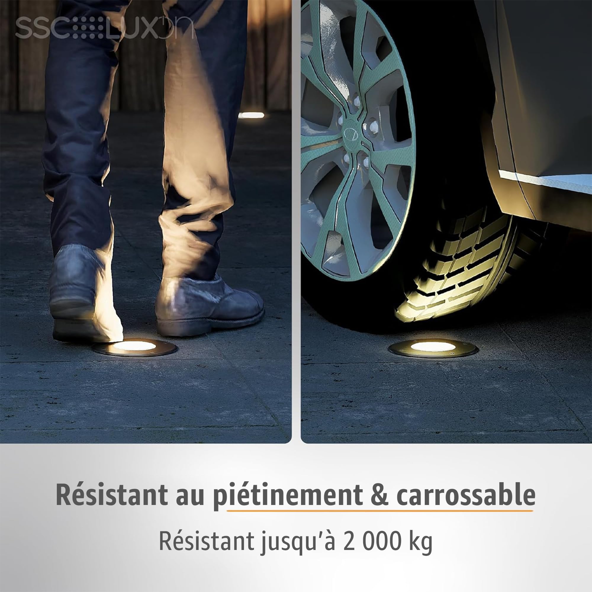 JUAVI spot encastrable rond extérieur IP67 orientable carrossable GU10 noir mat éclairage de sol 230 V