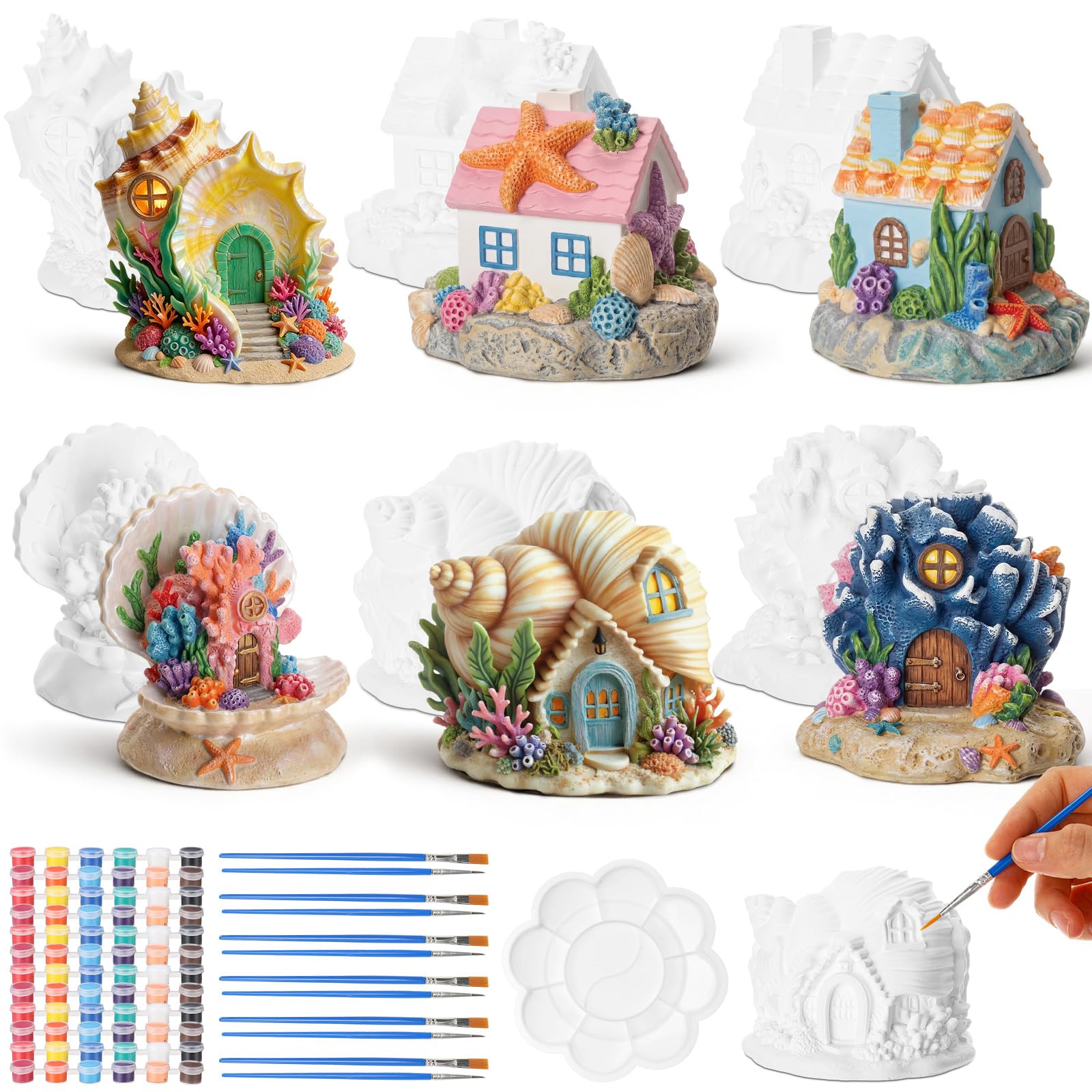 Photo 1 of Thyle 6-Piece 5-Inch Plaster Ocean Houses Craft Kit