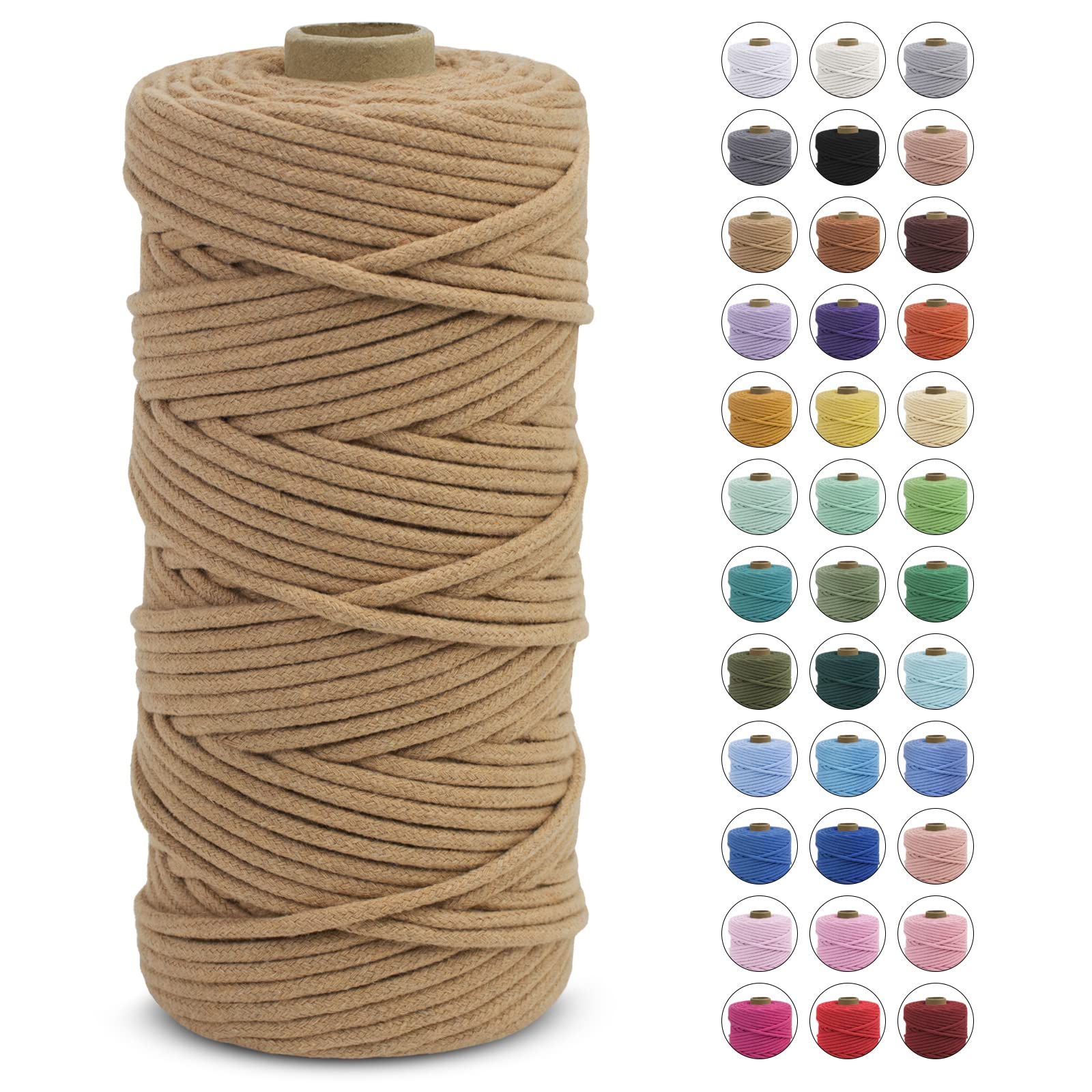 LEREATI Macrame Cord 3mm x 100m, Thick Macrame Rope Natural Cotton Cord Macrame Yarn, Craft Rope for Plant Hanger, Wall Hanging, DIY Crafts, Decorations (Apricot) โ image 1