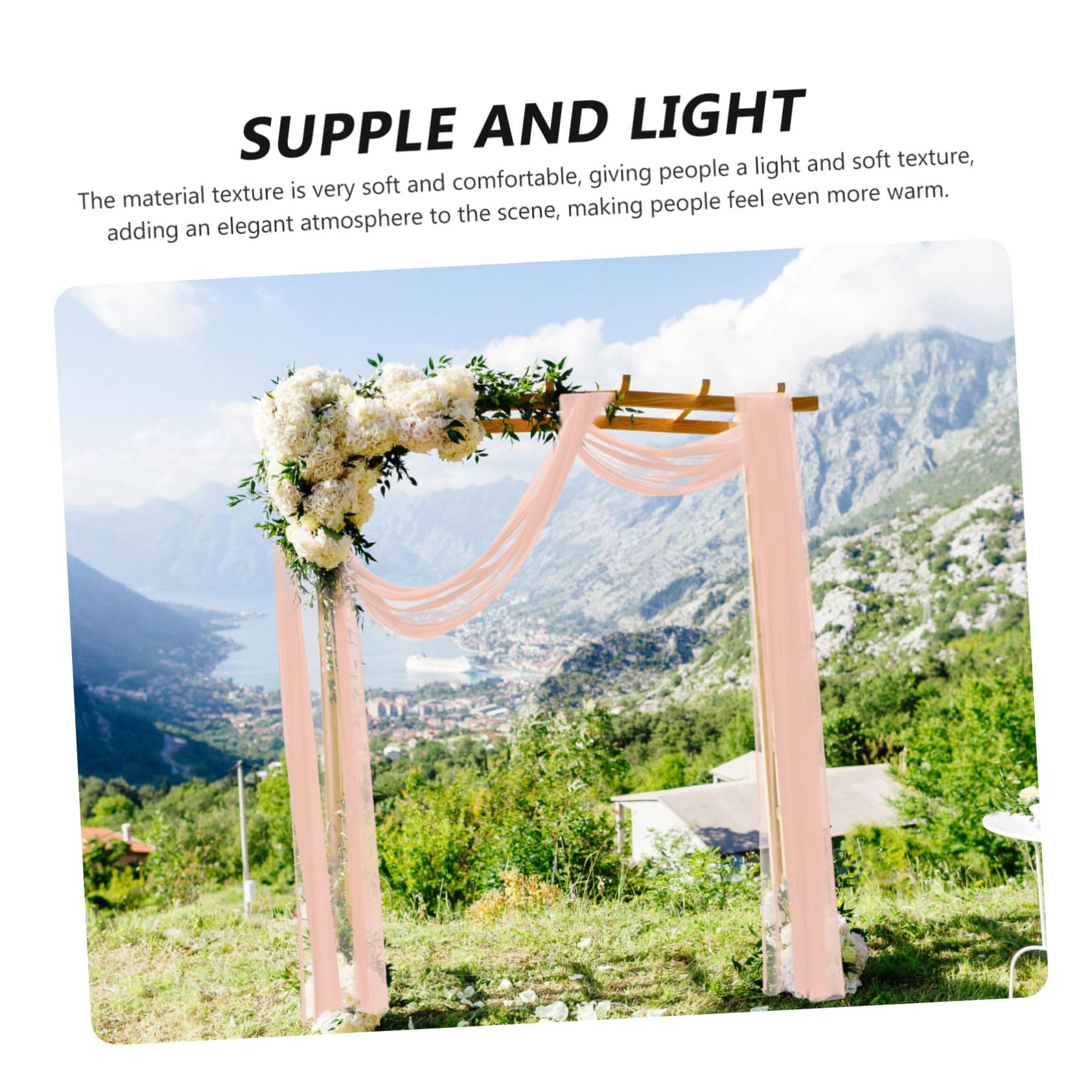 VICASKY 4 Stück Hochzeitsbogen Deko Halbtransparente Voile Drapierung Leicht Elegant für Feier Zeremonie Hintergrund und Decke Rosa Tüll Stoff