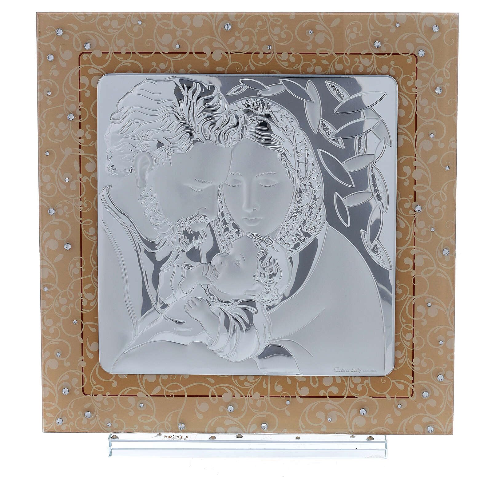 Holy Family Picture, Murano Glass and bi-Laminate, 30x30 cm