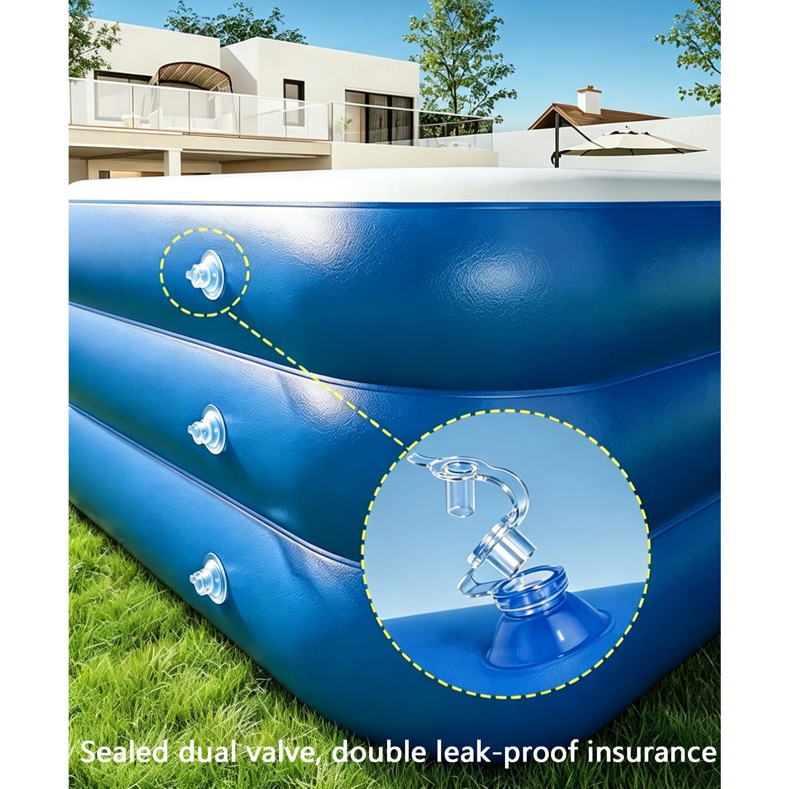 Piscina Gonfiabile per Adulti e Bambini 250 * 140 * 52cm Grande Piscina Gonfiabile Familiare a 3 Anelli con Scivolo e Parasole Materiale Spesso in PVC per Cortile Esterno da Giardino