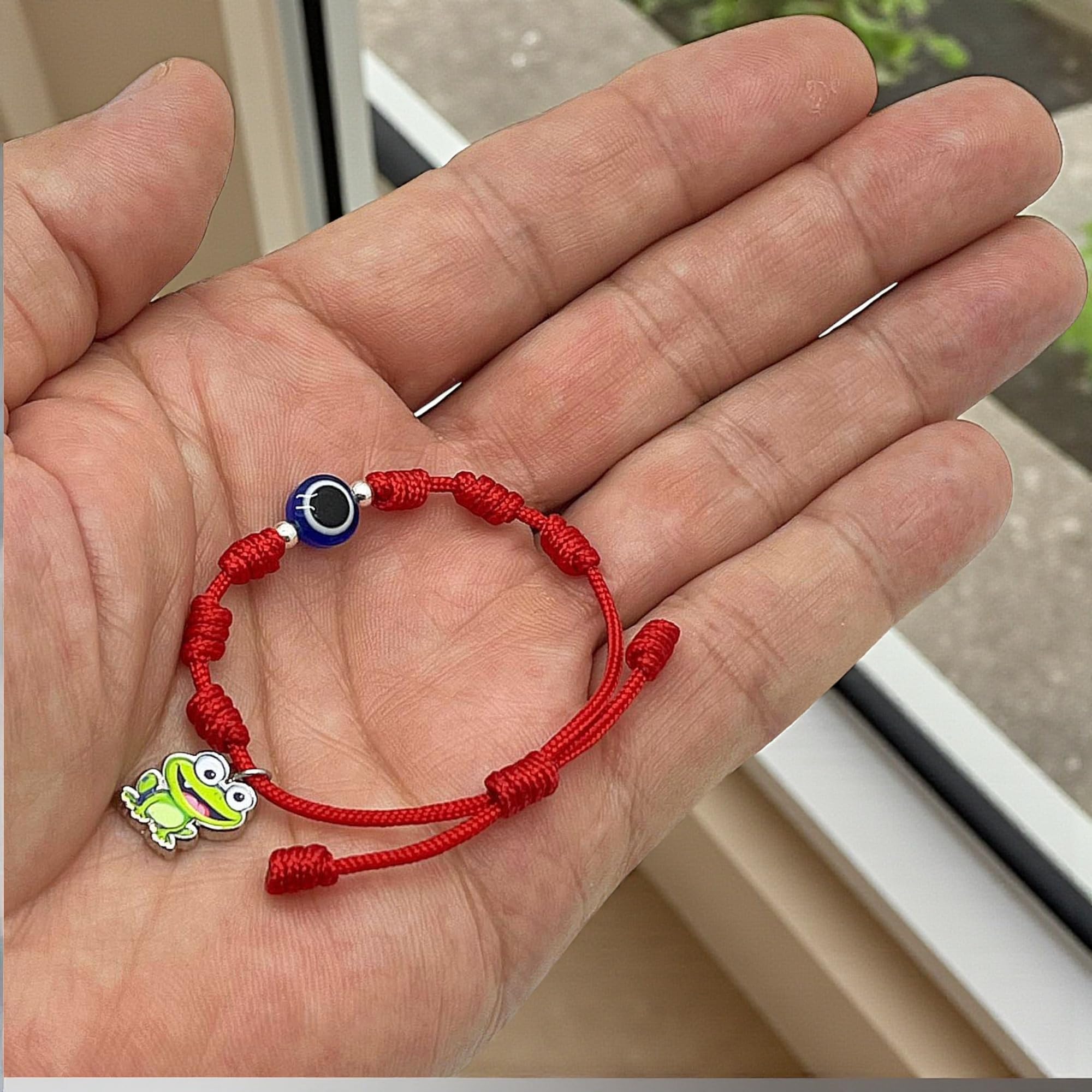 Pulsera de nudos ojo turco bebé roja contra mal de ojo amuleto buena suerte hilo rojo protección niños talla especial