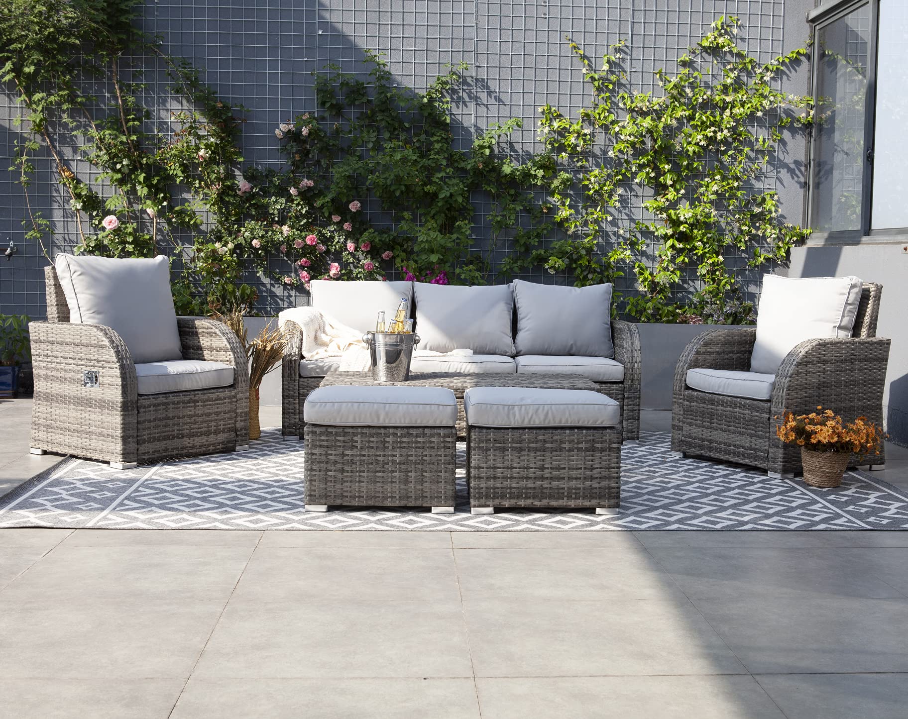 Buy WeCooper 6PC Outdoor Rattan Furniture Set, Patio Wicker 7 Seats