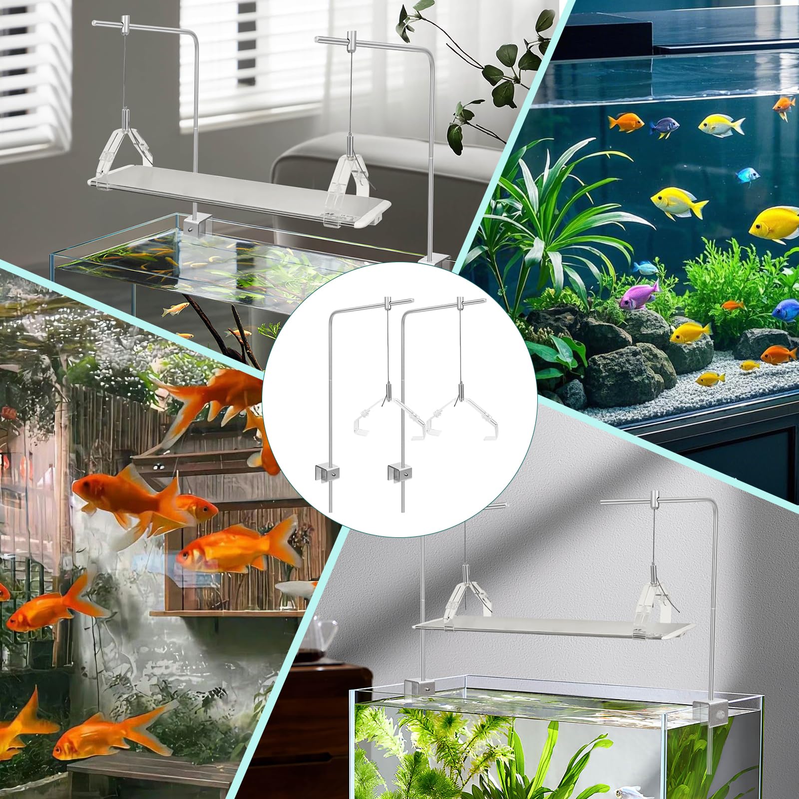 Juego de 2 soportes para luces de acuario, ajustable, de alto brillo, para peceras de agua dulce y salada