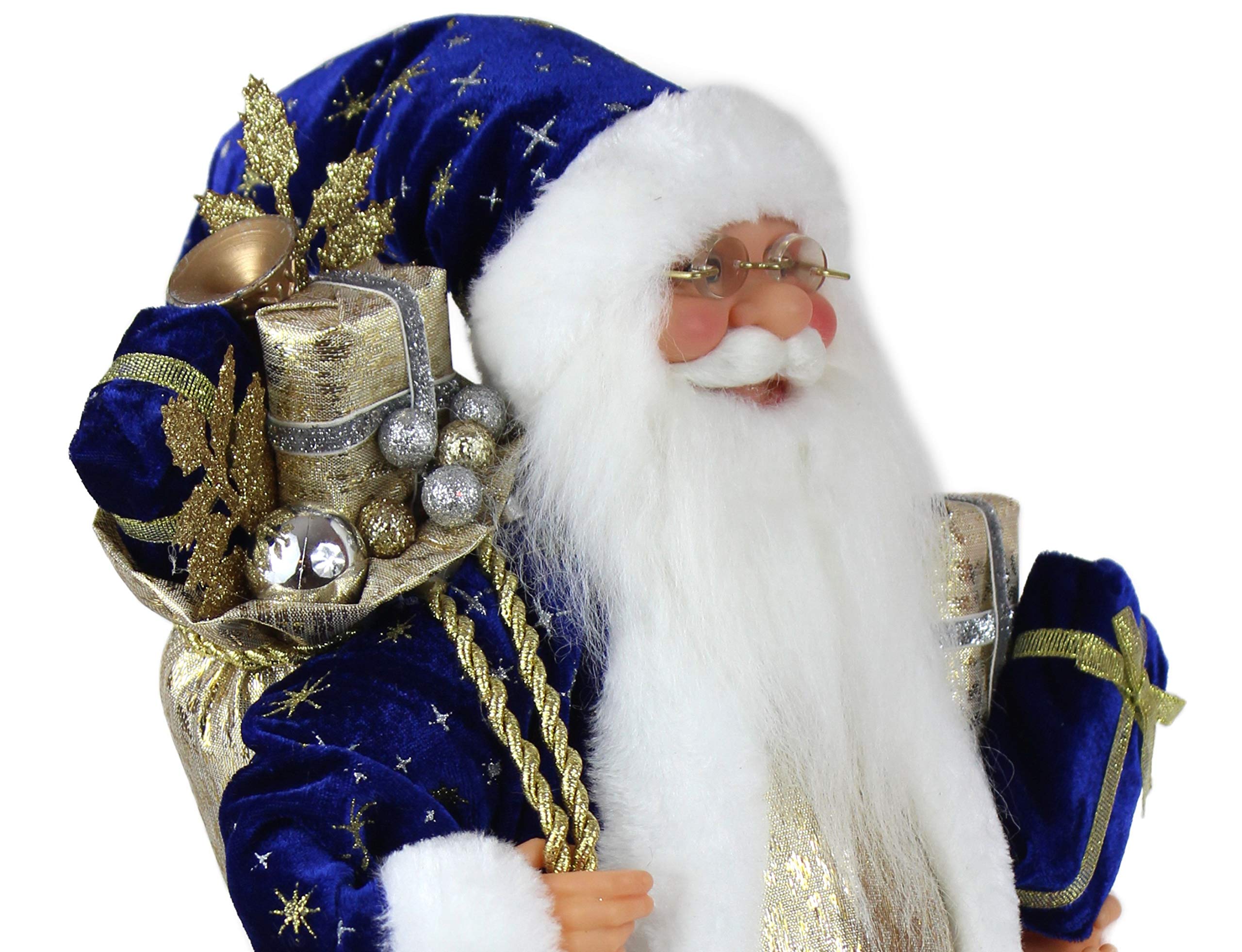 Windy Hill Collection 169480 Weihnachtsmann-Figur, stehend, Blau und Gold, 40,6 cm