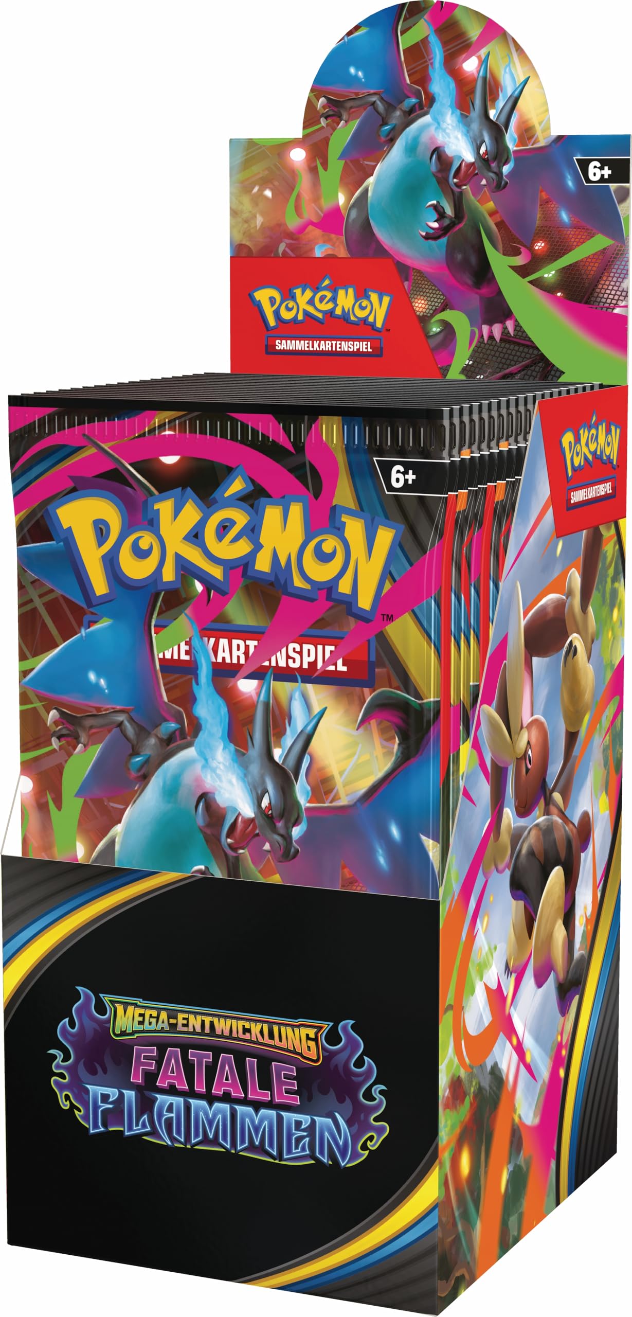 Pokémon-Sammelkartenspiel: Boosterpack-Display Mega-Entwicklung – Fatale Flammen (enthält 18 Boosterpacks)