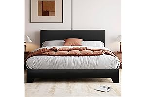 Allewie King Size Bed Frame with Adjustable Headboard