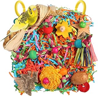 Bird Toys, Parakeet Toys Bird Foraging Toys Grass Mat Climbing Wall for Parakeet,Parrot,Cockatiel,Conure,Lovebird,Budgie Cage Small to Medium Birds (Twinkle Star)