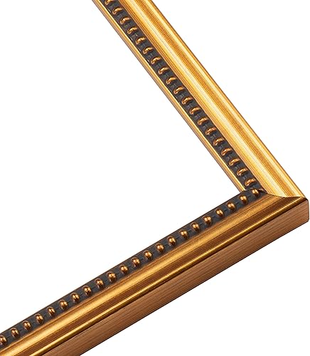 Miniatura 5 de Marco de fotos de madera maciza dorada con cuentas de 13 x 35 pulgadas, ancho de moldeo de 0.75 pulgadas, marco de fotos tradicional Liscio Oro,