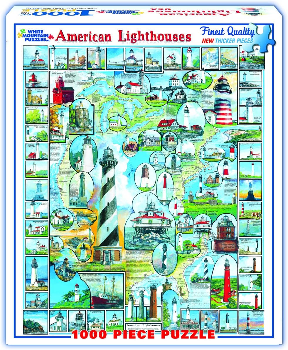 Authеntіс Crаzу Dеаlѕ White Mountain Puzzles American Lighthouses - 1000 Piece Jigsaw Puzzle