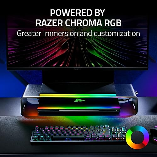 Miniatura 7 de Soporte para Monitor Razer Chroma: Hub de 4 Puertos - USB A 3.2, USB C 3.2, HDMI 2.0 - Altura Ergonómica - Soporte de Aluminio Duradero que Soporta