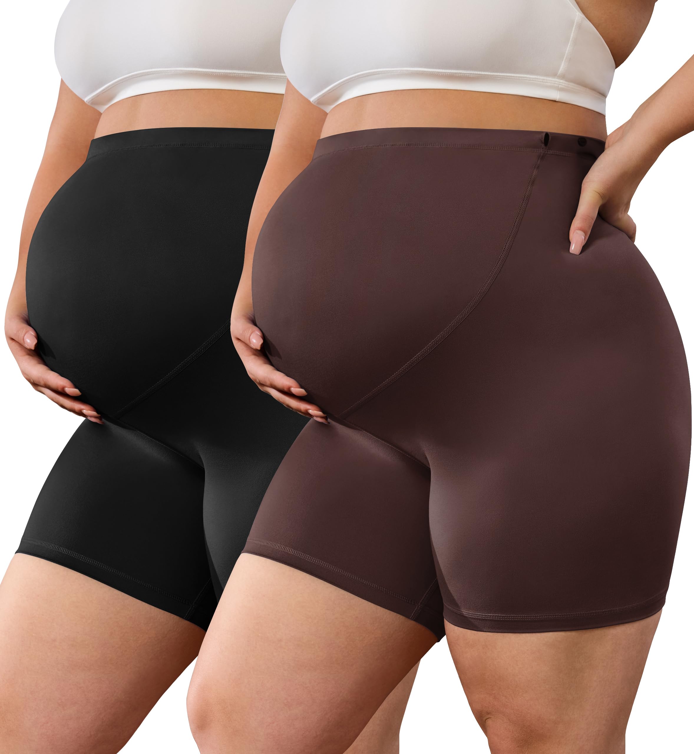 BONVIGOR Buttercloud – Short de maternité au-dessus du ventre – 12,7 cm, short de motard, de grossesse, de yoga, d'entraînement pour femme (taille L-5XL)