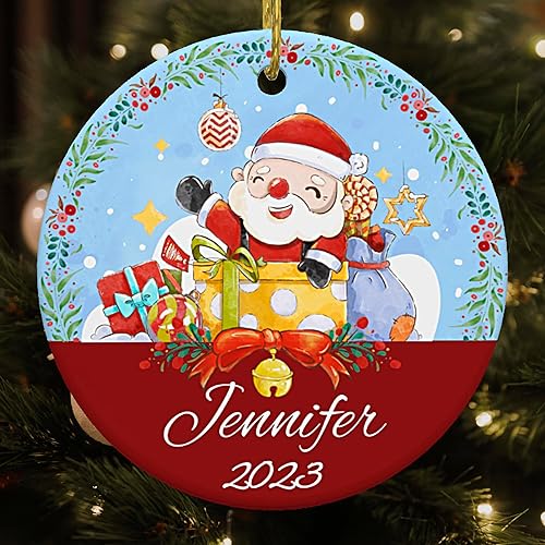 Adornos de Navidad personalizados 2023, adornos personalizados para árbol de Navidad con nombres, decoraciones de Papá Noel, regalos colgantes
