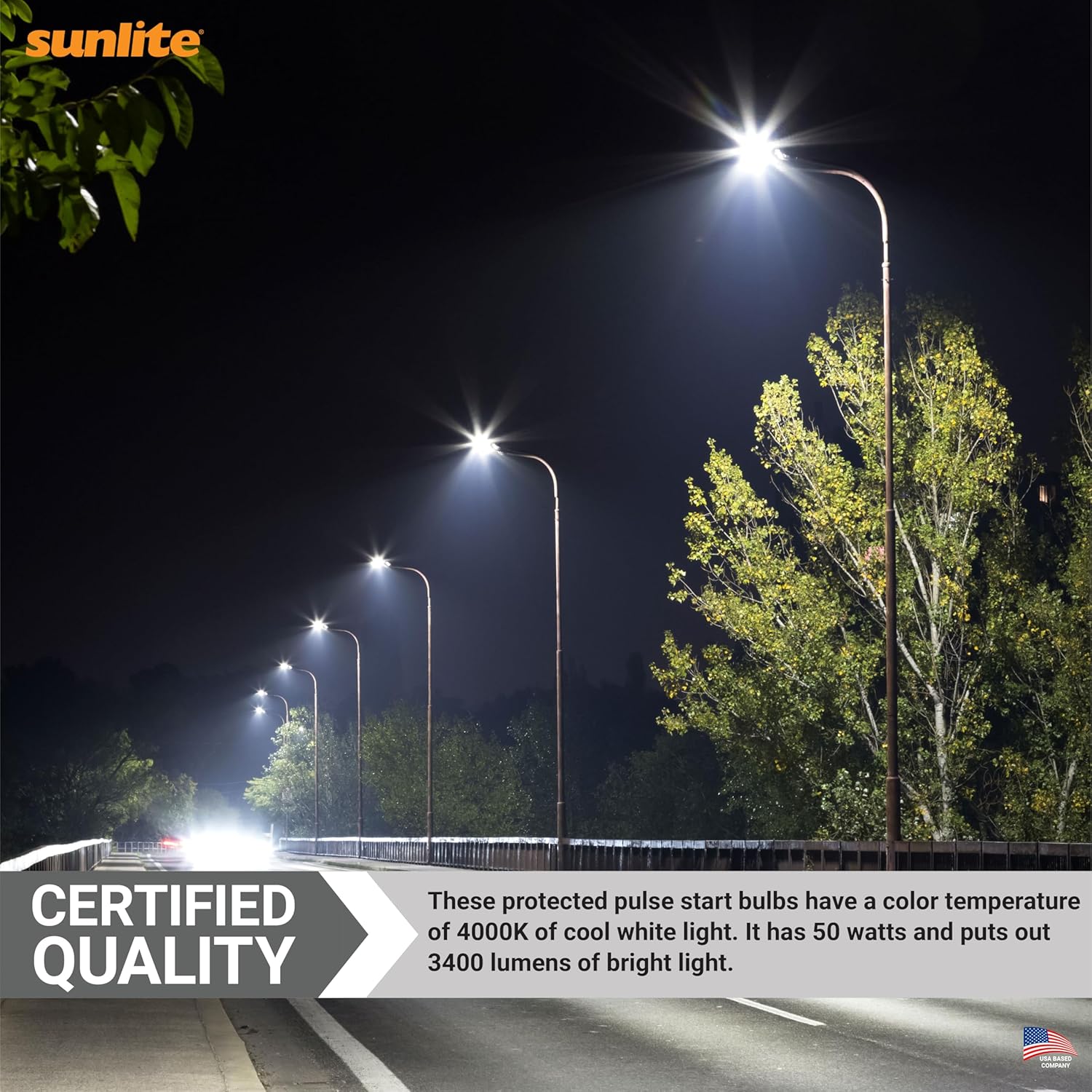 Sunlite 03637-SU MH50/U/MED M110 Metal Halide Lamp, 50 Watts, Pulse Start, Medium Base (E26), ED17, 10,000 Hours Life, 3400 Lumen, Clear Finish, 4000K