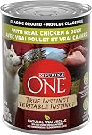 Purina ONE Classic Ground True Instinct Nourriture pour chien humide, Poulet & Canard - 368 g Can (12 Boîte)