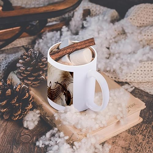 Miniatura 5 de 3dRose Imagen de Violín Abstracto y Partituras en Tonos Sepia Taza de Cerámica, 11 oz