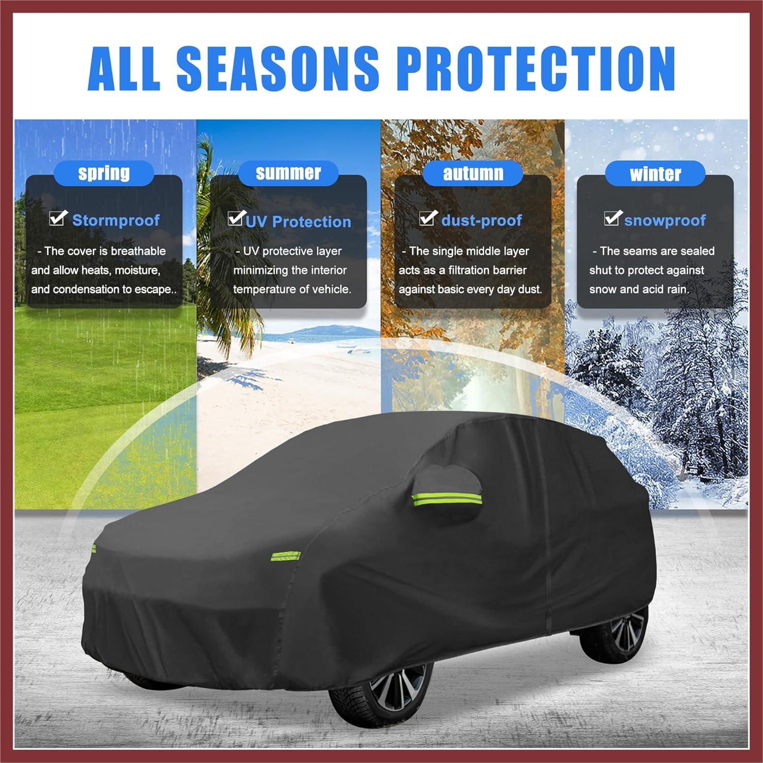 for Toyota Yaris Cross 2021-2023 Cover Waterproof Car Cover Outdoor Full Car Cover All Weather Protection Rain Sun Protection with Zipper Black Replace Parts