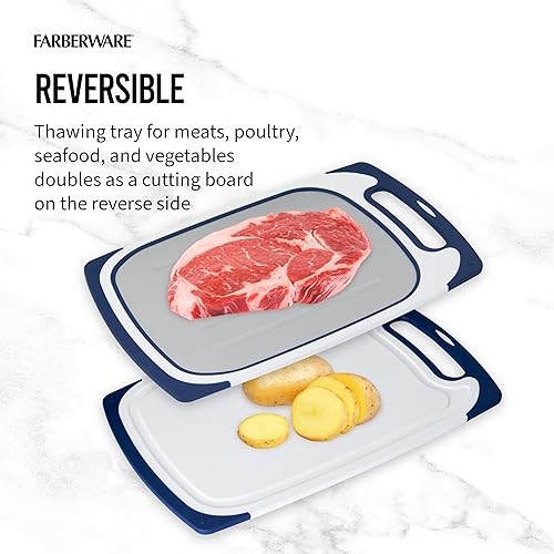 Miniatura 3 de FARBERWARE Tabla de descongelación 2 en 1 solución de descongelación y corte, antideslizante, apta para lavavajillas, 9.45 x 15.9 pulgadas,
