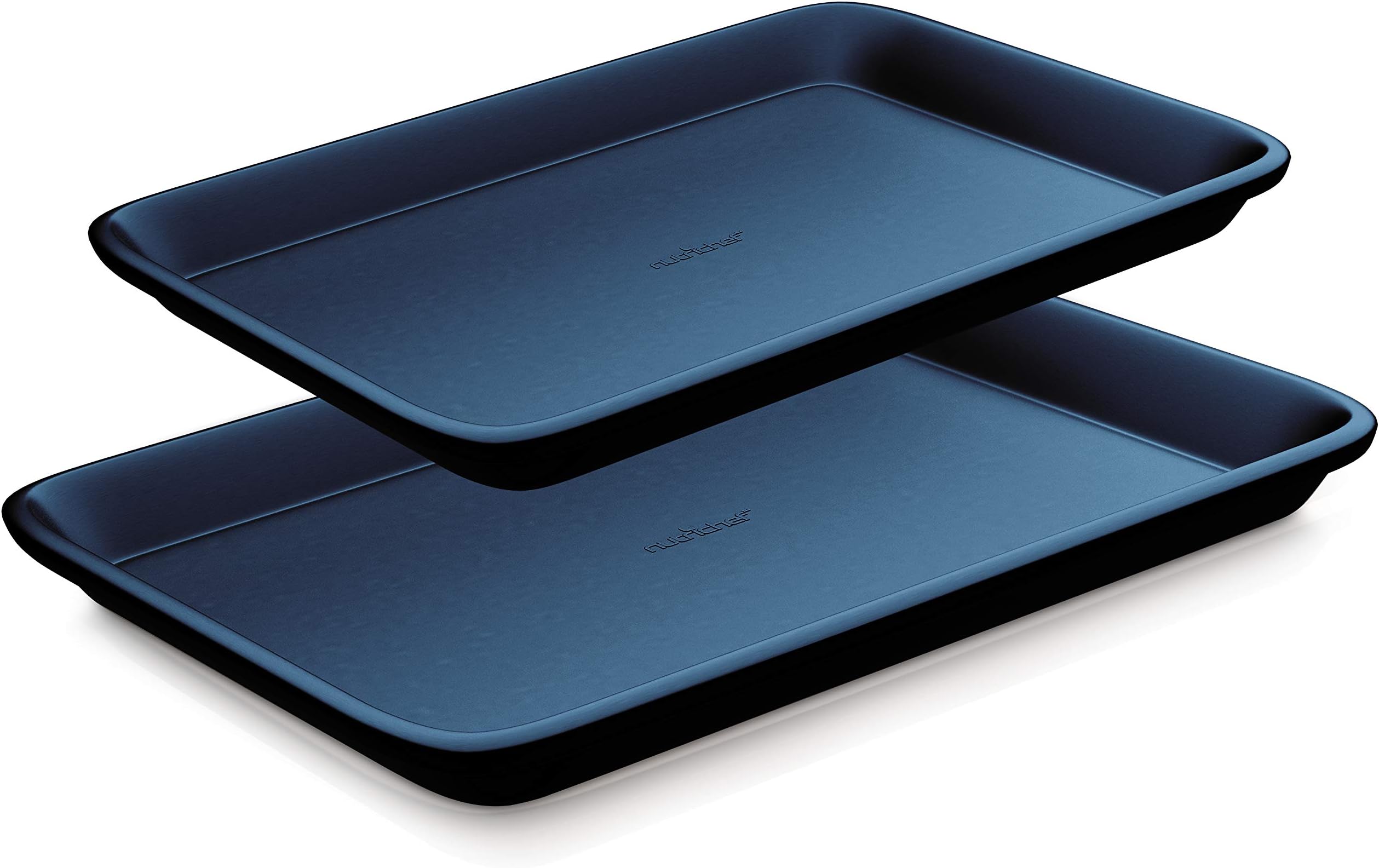 Nutrichef2-Piece Non-Stick Baking Sheet Pan Set - Premium Carbon Steel Cookie Sheets for Baking - Large and Medium Size Nonstick Oven Baking Trays - Blue Diamond