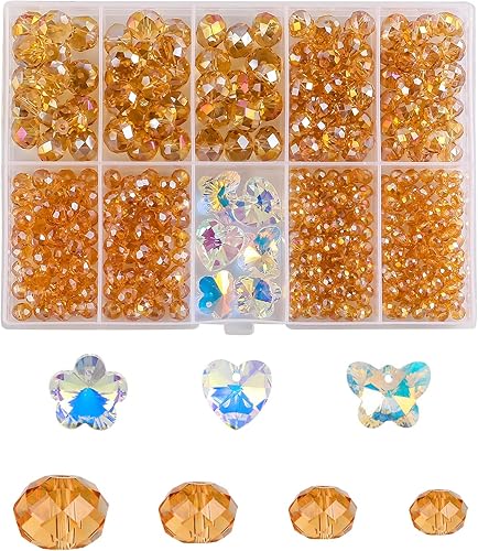 Miniatura 6 de FZH Kit de cuentas de cristal de Briolette facetado de 4 a 0394in para hacer joyas 410 cuentas espaciadoras de cristal en forma de Rondelle