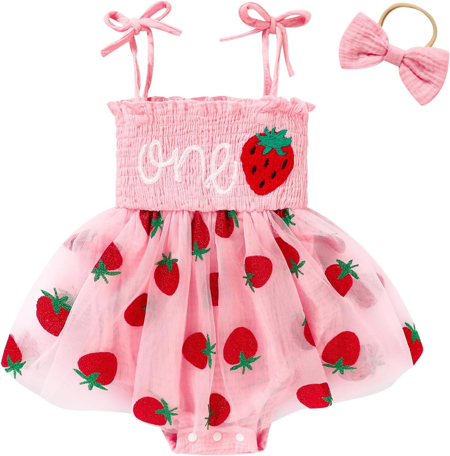 Baby Girl 1st Birthday Clothes One Year Old Tulle Romper Sleeveless Bodysuit Cake Smash Outfits