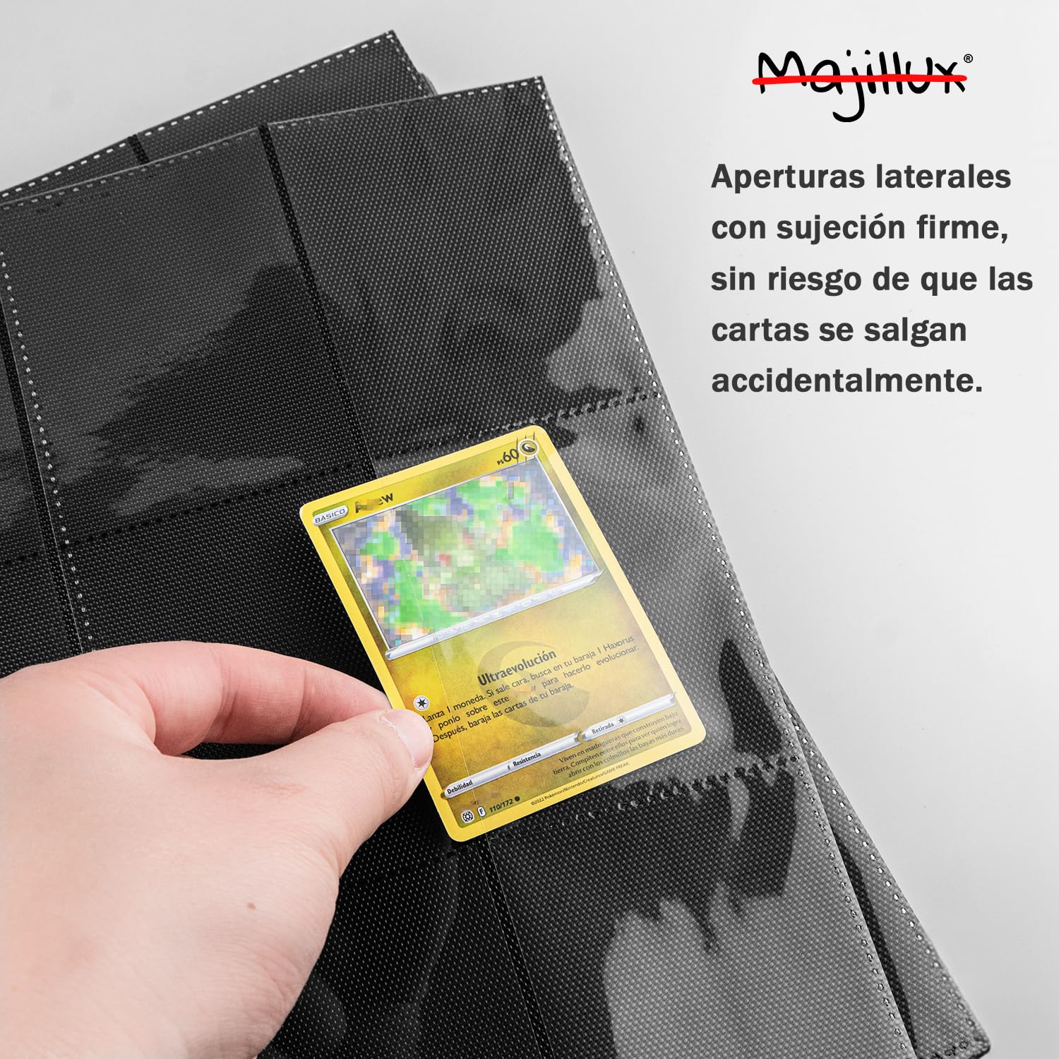 Pack 900 Protège-Cartes - 50 Feuilles Doubles Noires à Ouverture Latérale et 900 Plastique Pochettes pour Cartes - Compatible avec Pokémon, Magic, Yu-Gi-Oh