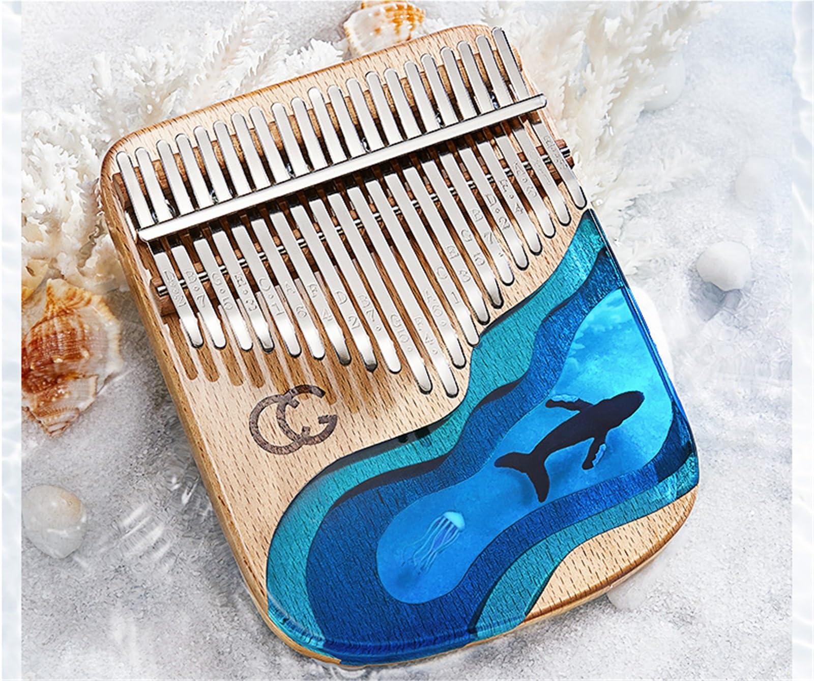 Kalimba Kalimba Z Żywicy Z Drewna Bukowego 21 Klawiszy Przenośna Łatwa W Nauce Dźwig Wielorybi(Whales)