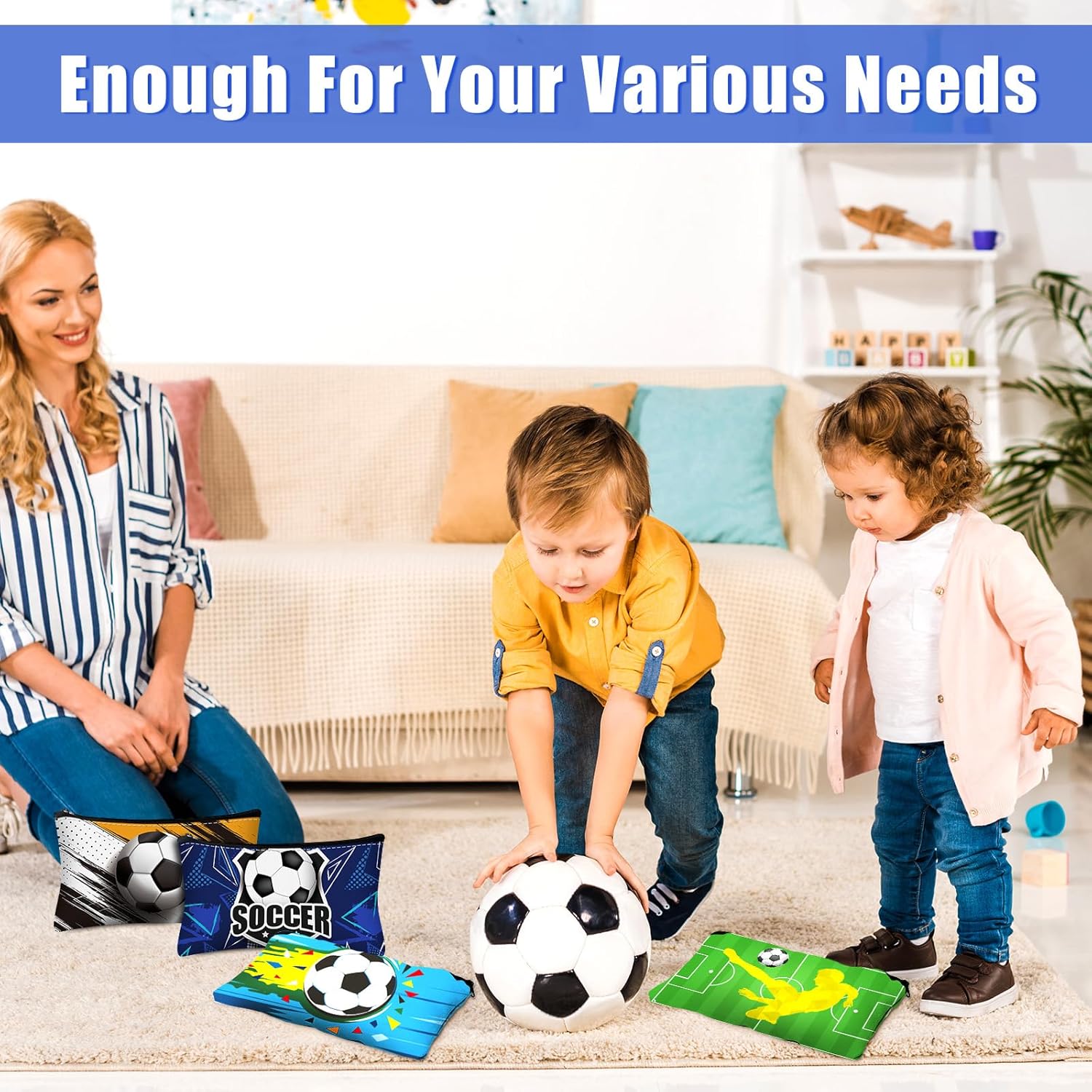 Sweetude 18 Pcs Soccer Gifts Makeup Bag Toiletry Travel Storage Accessories with Zipper Cosmetic Bags Portable Cosmetic Pouch for Soccer Lovers Players Team Fans(Stylish) - Image 6