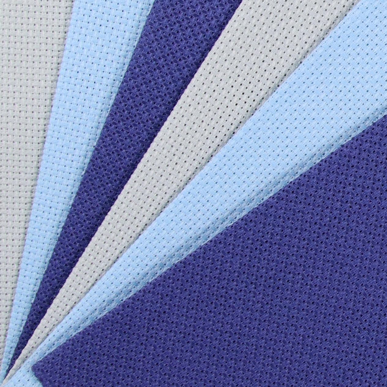 KCS 4/6 pc of 12" x 18" 30cmx45cm 16CT Counted Cotton Aida Cloth Cross Stitch Fabric (Sea Foam+Light Blue+Royal Blue, 6 pc)