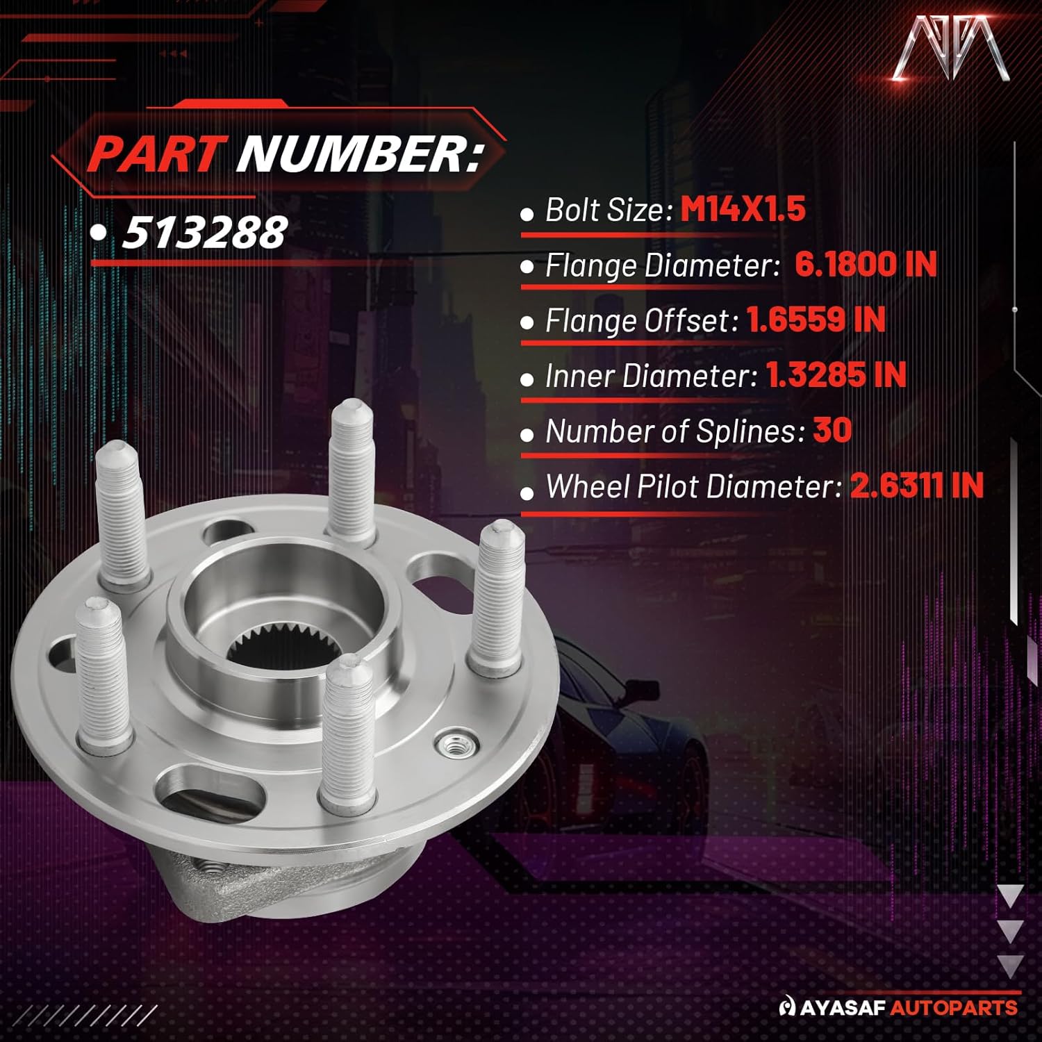 MAYASAF 513288 Front Wheel Hub Bearing Assembly 5 Lugs w/ABS for Buick Allure/Lacrosse/Regal, for Cadillac CTS/XTS, for Chevy Equinox/Impala/Malibu/Terrain, for Saab 9-5