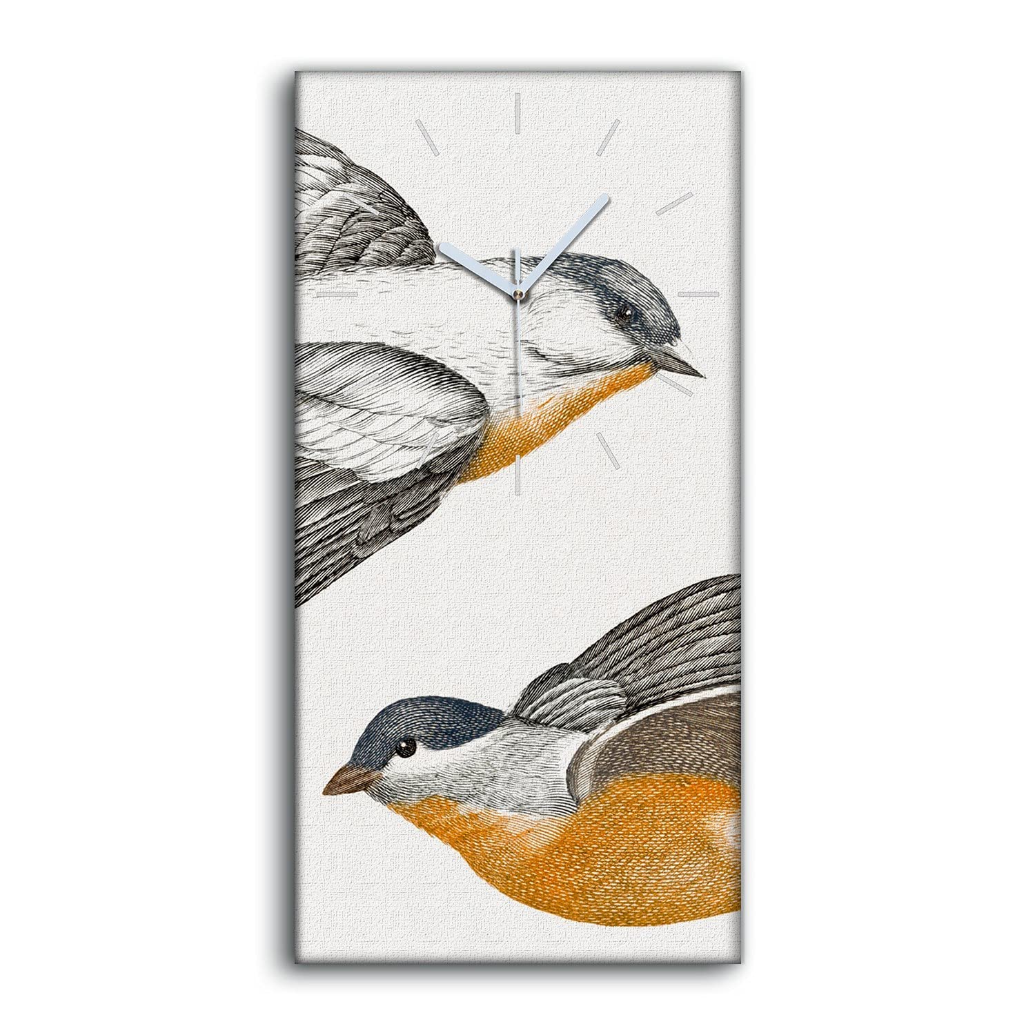 Horloge sur toile silencieuse pour chambre afin de dormir sans bruit avec décor oiseaux